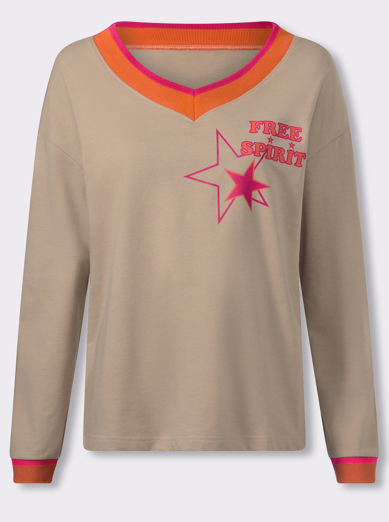 Sweatshirt mit Kontrast-Details - sand-pink