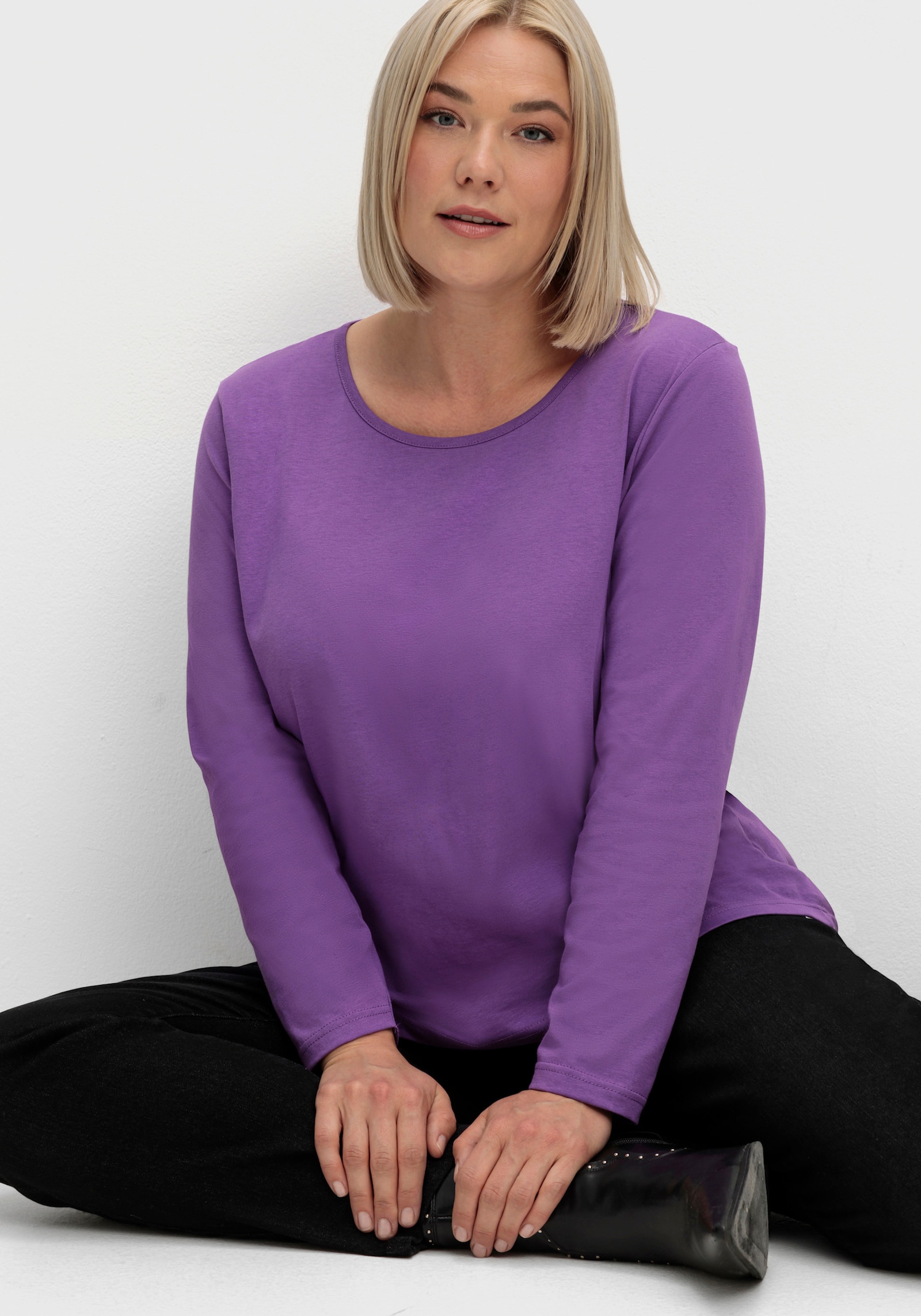 Langarmshirt in reiner Baumwolle - lila