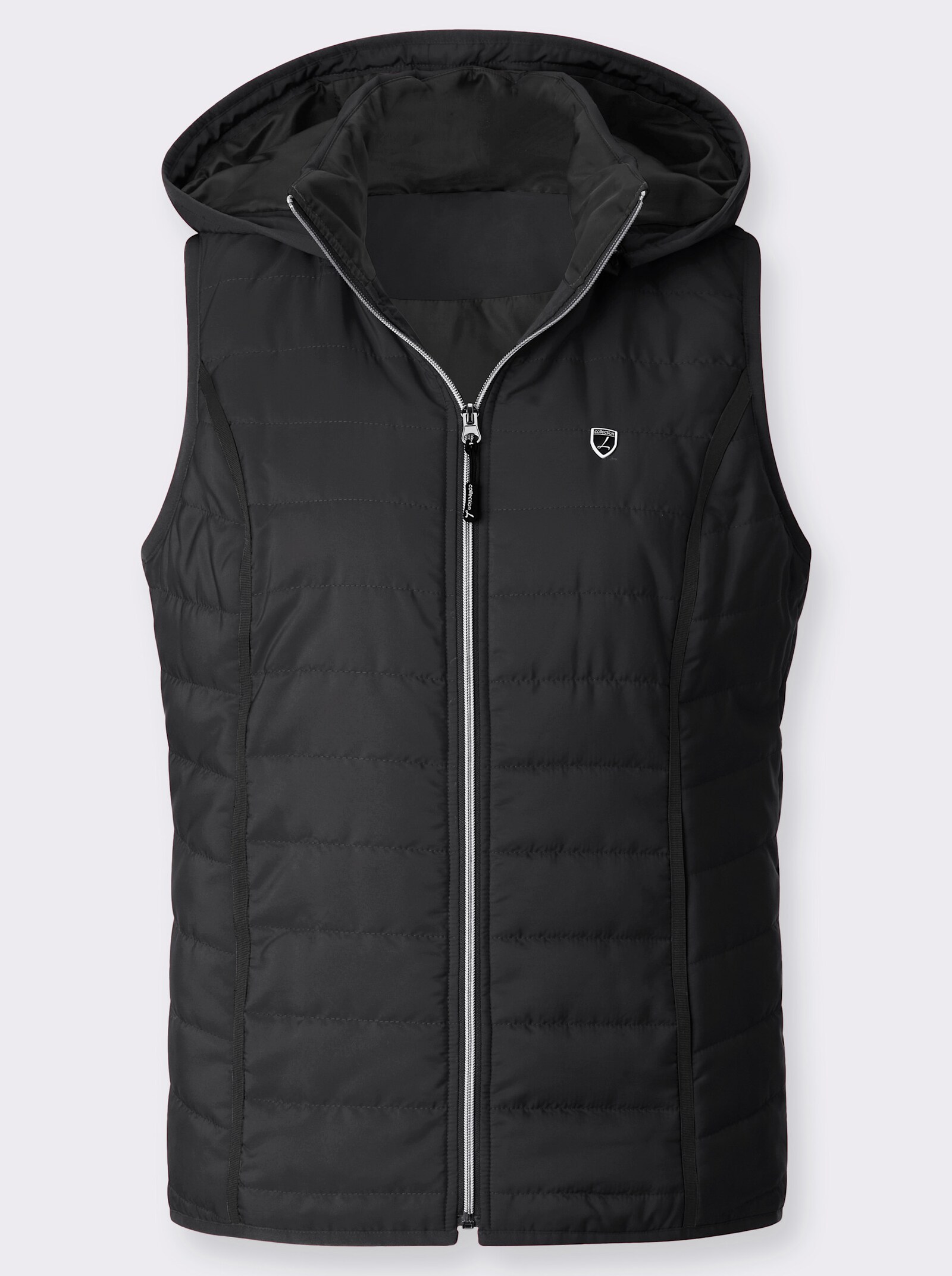 Steppweste mit abnehmbarer Kapuze - schwarz