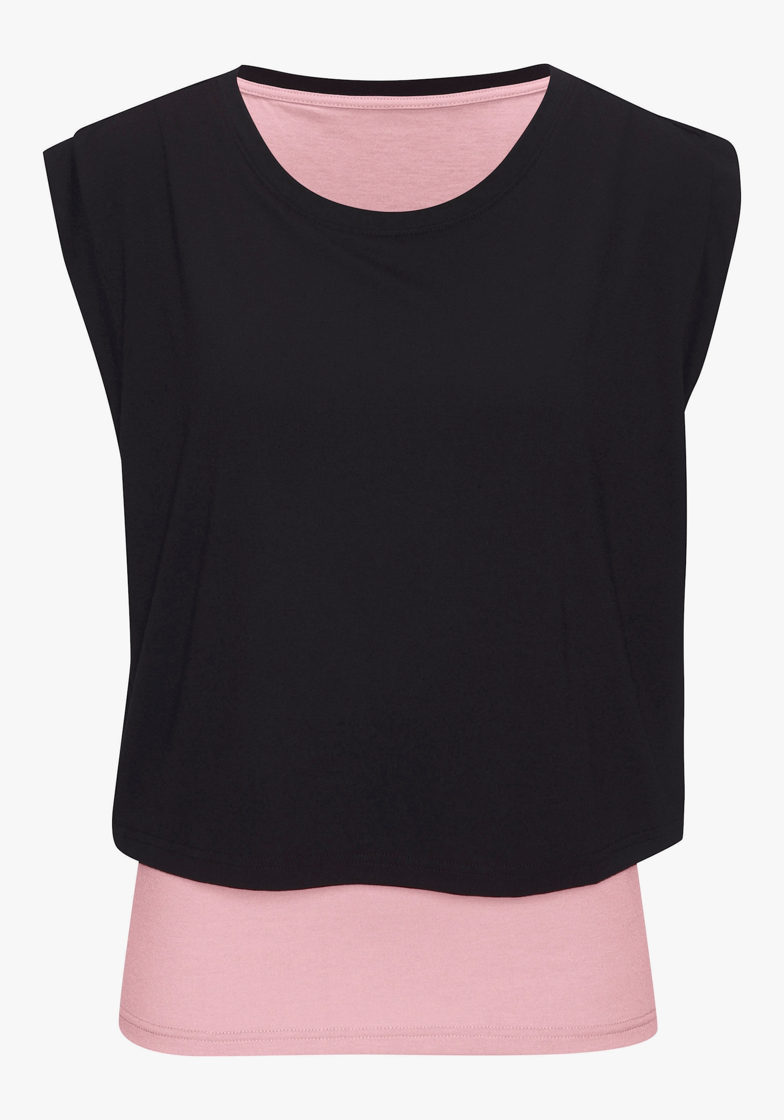 LASCANA ACTIVE 2-in-1-Shirt - schwarz-rosa