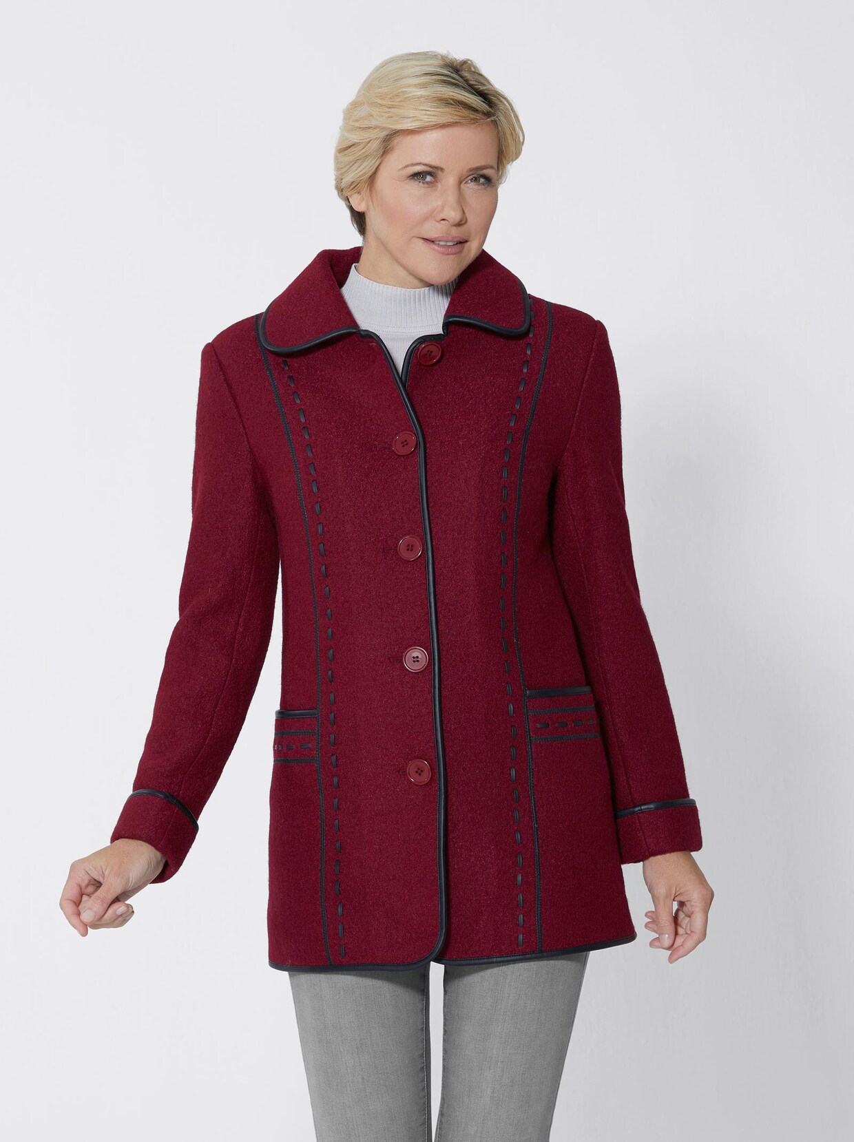 Wolljacke - weinrot