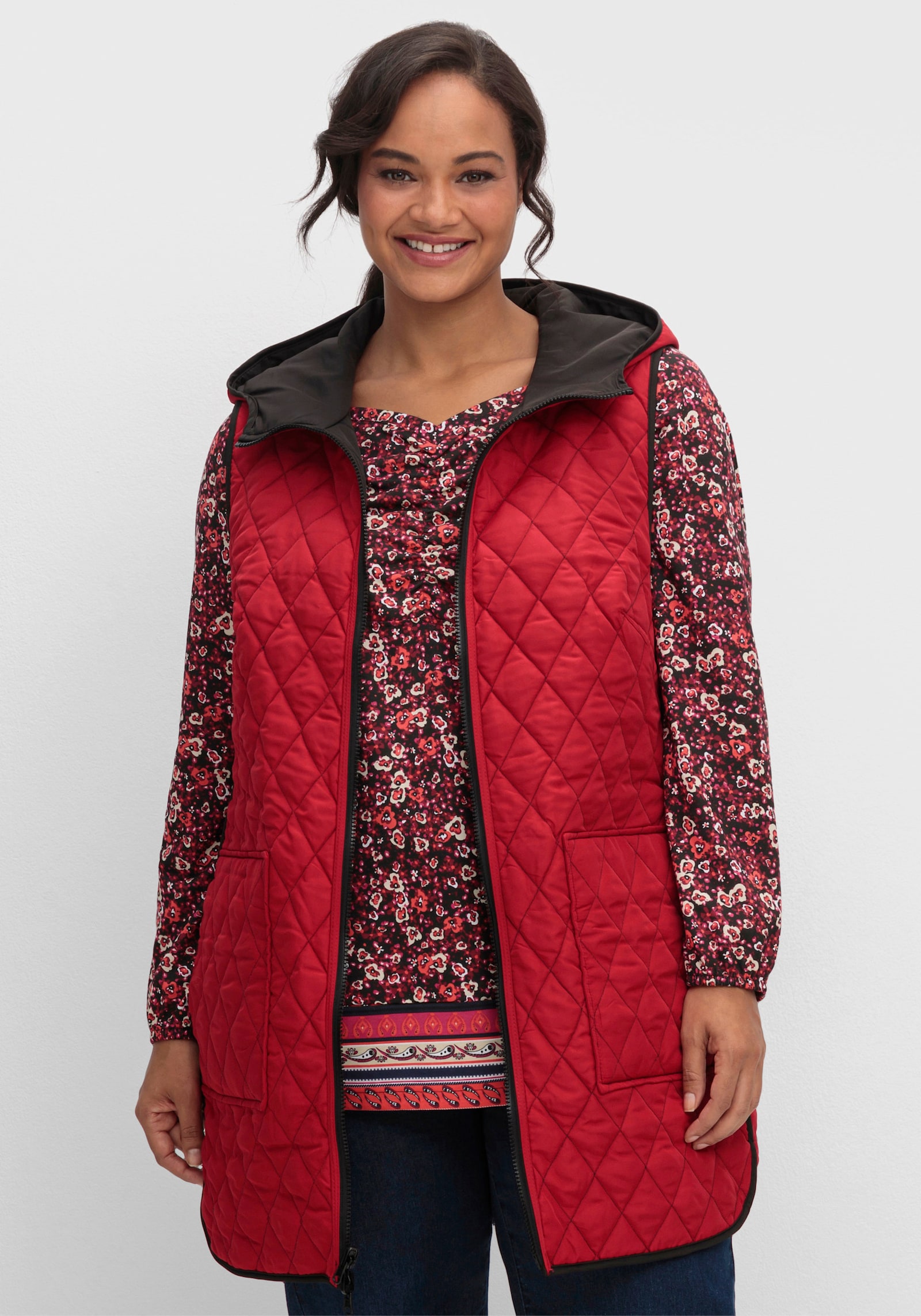 Wendeweste mit Kapuze - rot-schwarz