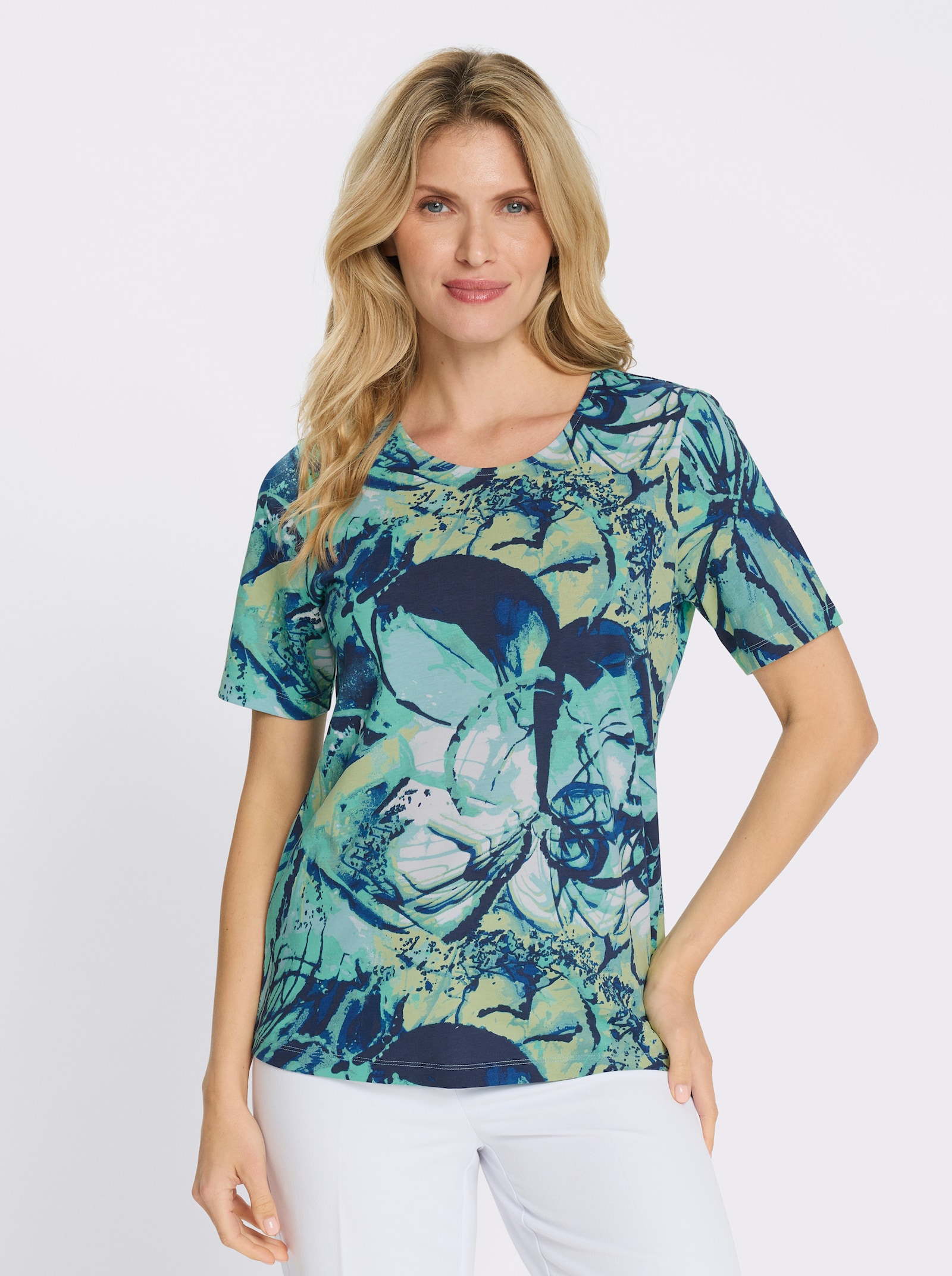 Shirt met korte mouwen van puur katoen - oceaan/marine bedrukt