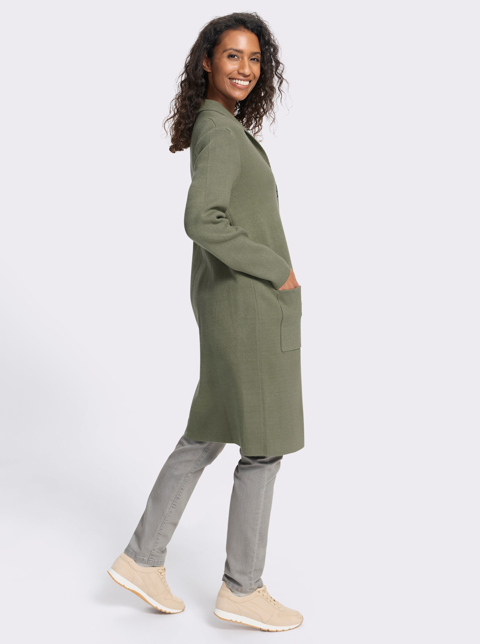 heine Strickjacke im Jacquard-Strick - khaki