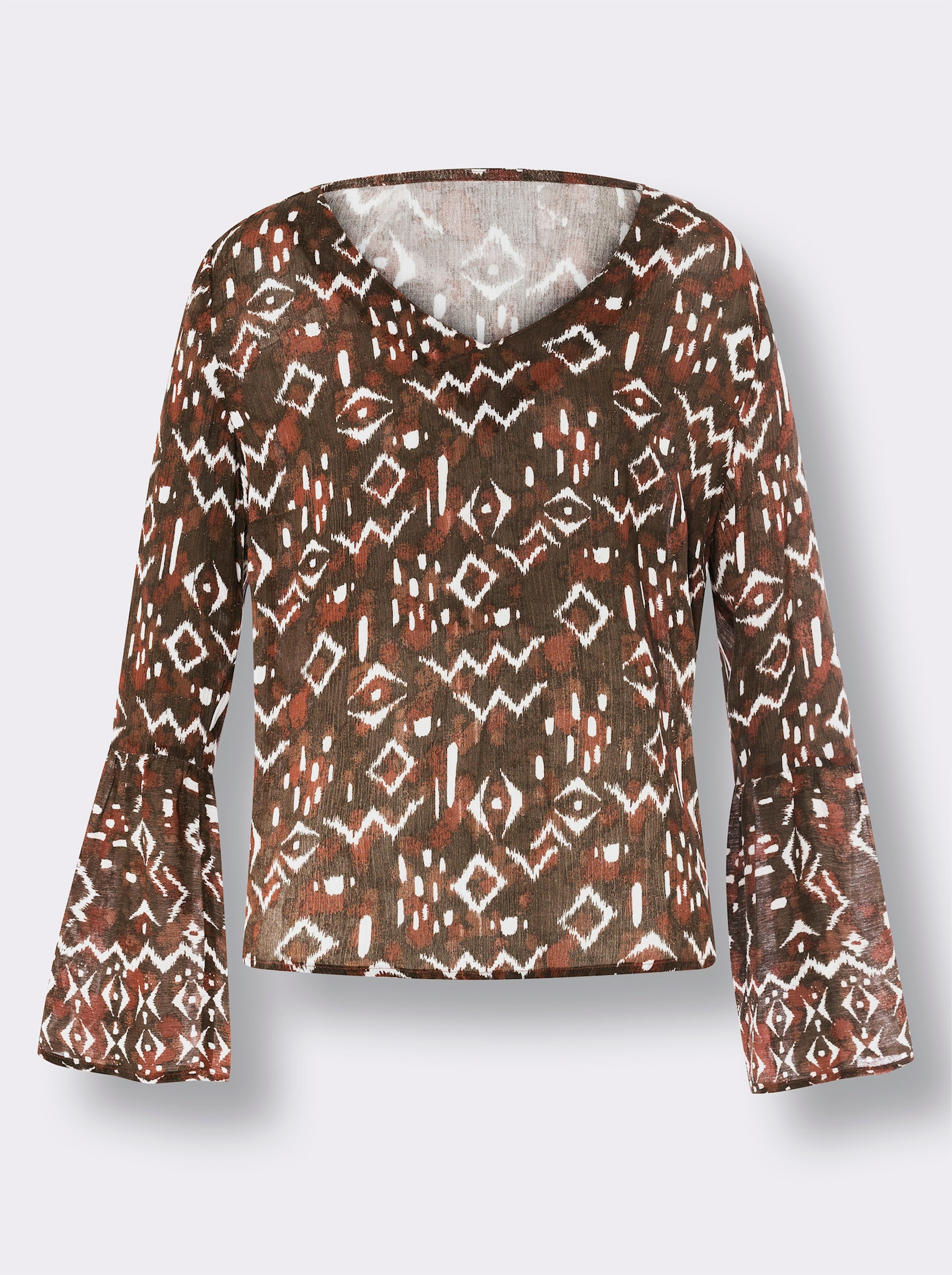 heine Schlupfbluse mit Ethno-Print - rotbraun-champagner-bedruckt