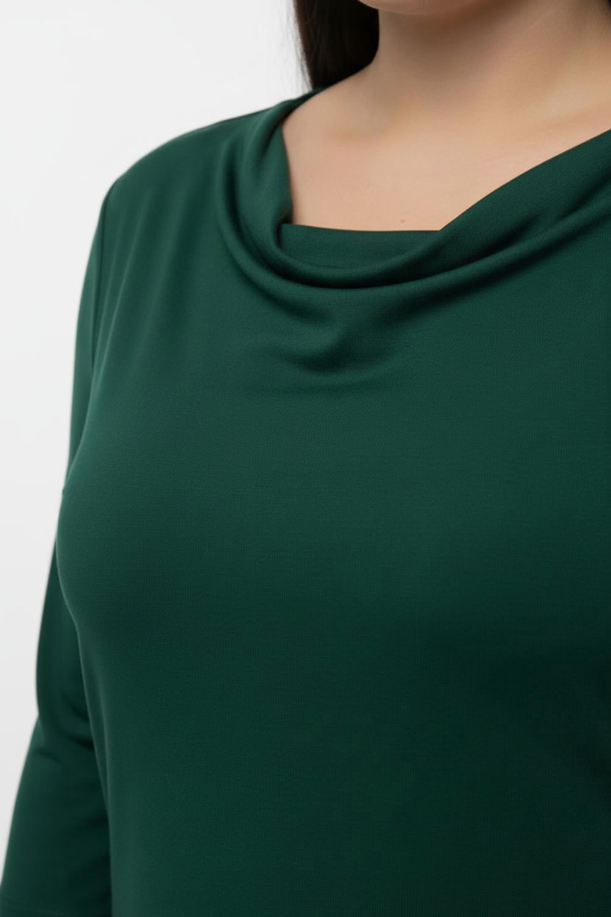 Wasserfallshirt mit 3/4-langen Ärmeln - tannengrün