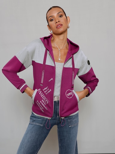 Sweatjacke im softweichen Modal-Mix - malve-silberfarben