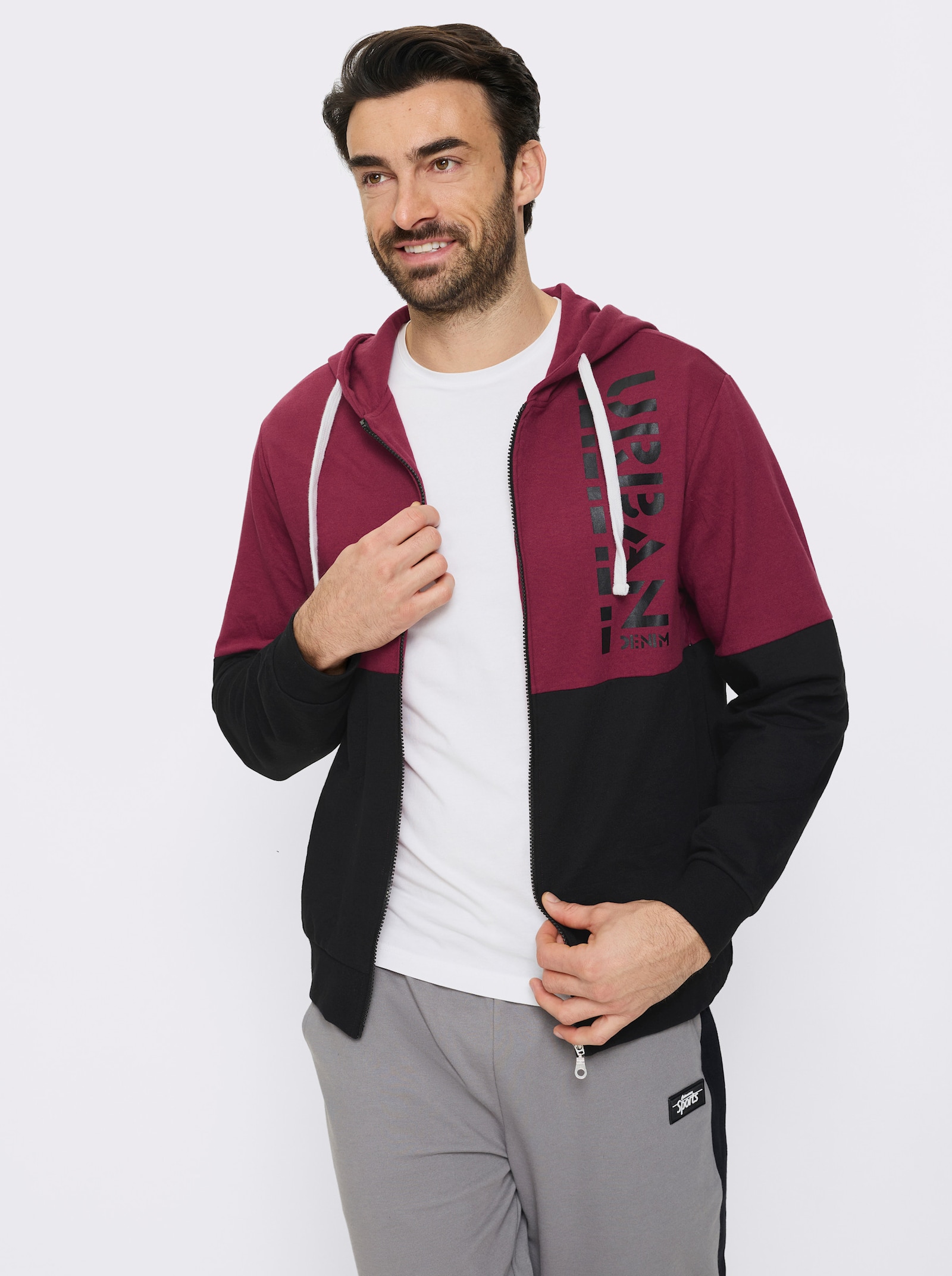 Catamaran Sports Sweatjacke mit weitenregulierbarer Kapuze - bordeaux-schwarz
