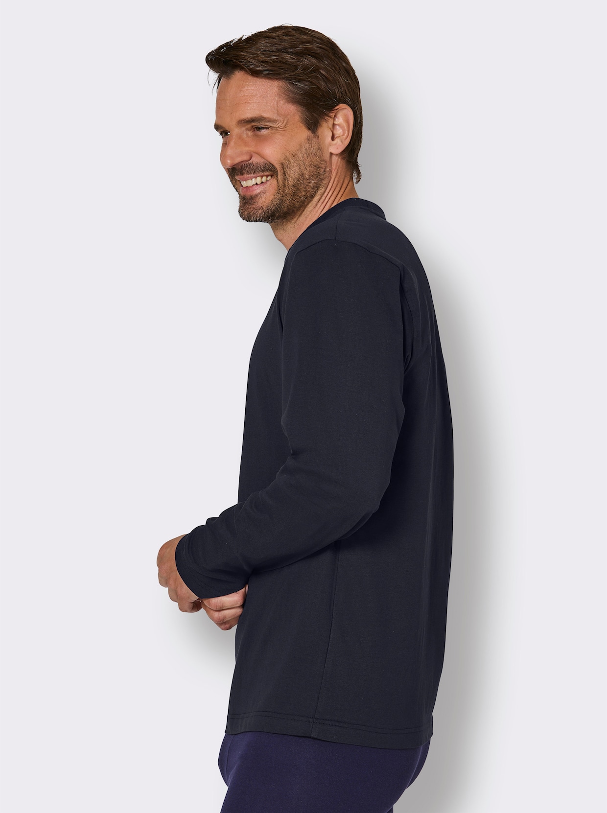 wäschepur men Schlafanzug-Shirt - marine + anthrazit-meliert
