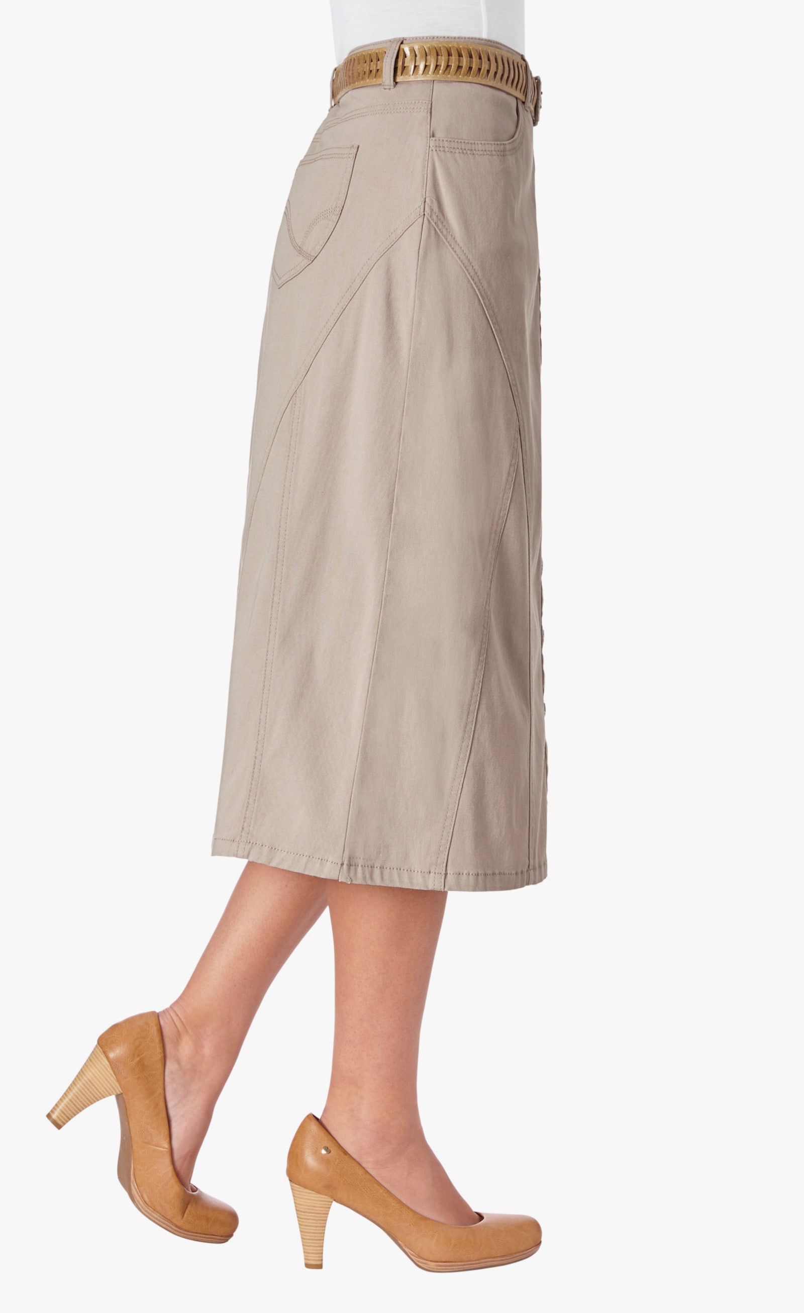 Sommerrock in langer, ausgestellter Form - beige