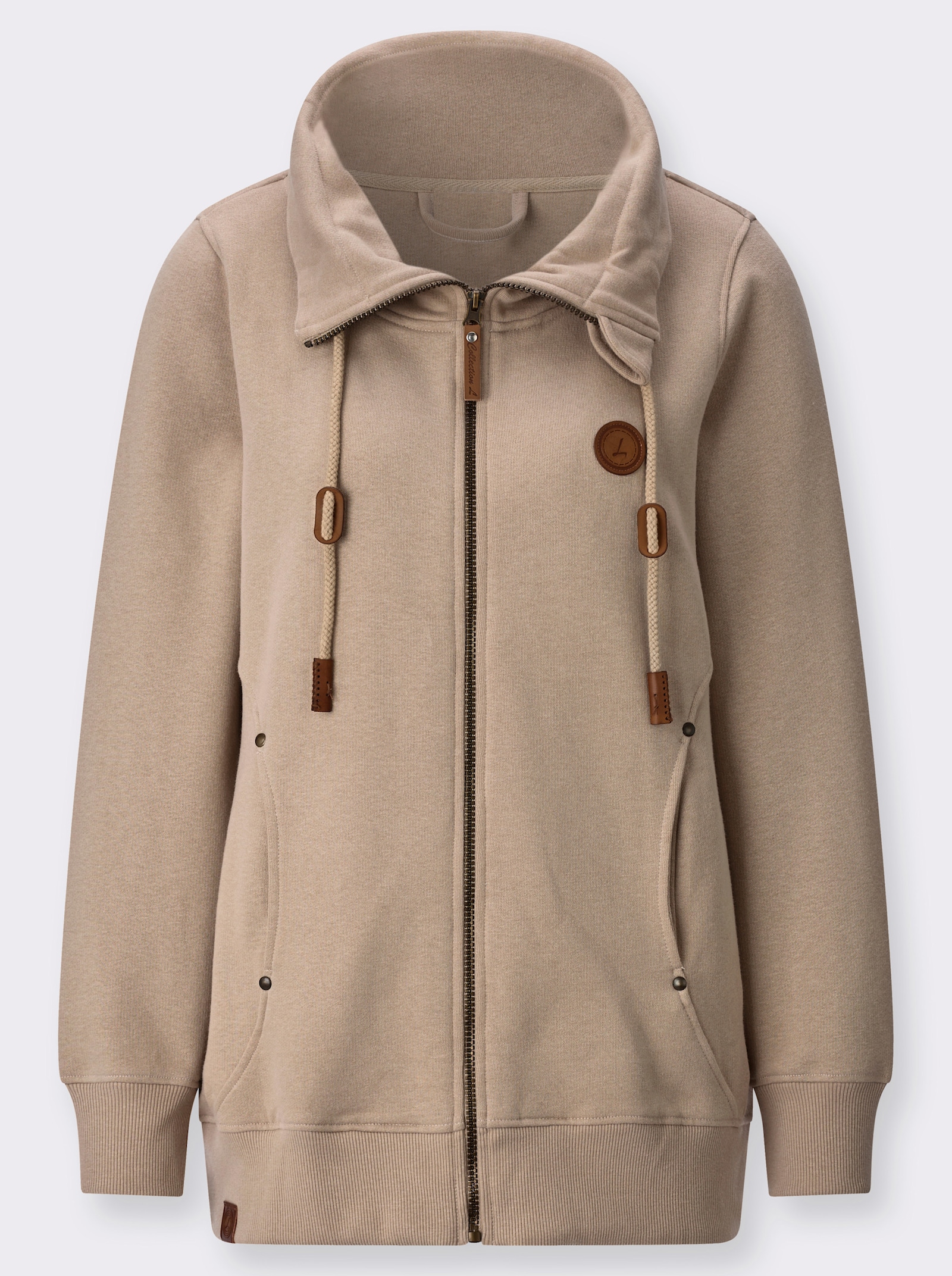  Shirtjacke mit Reißverschluss - beige