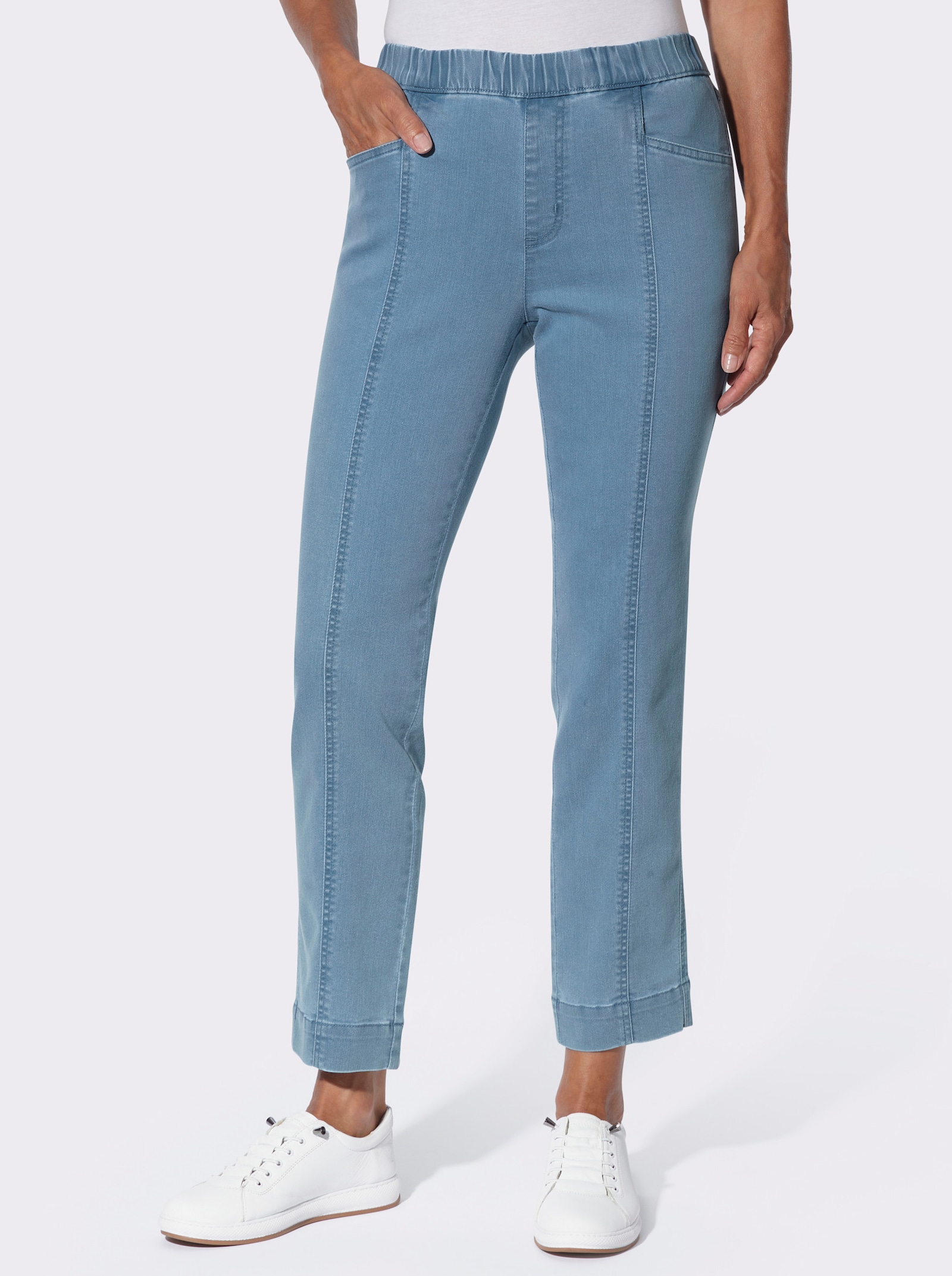 Stretch-Hose mit Teilungsnaht vorne - blue-bleached