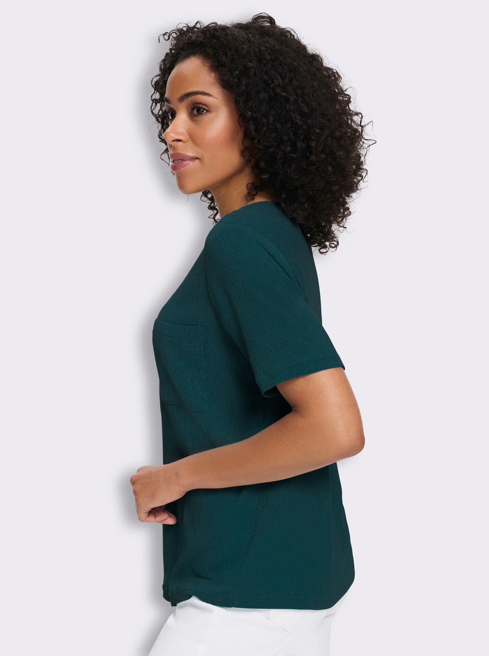Shirt met korte mouwen en borstzak - petrol