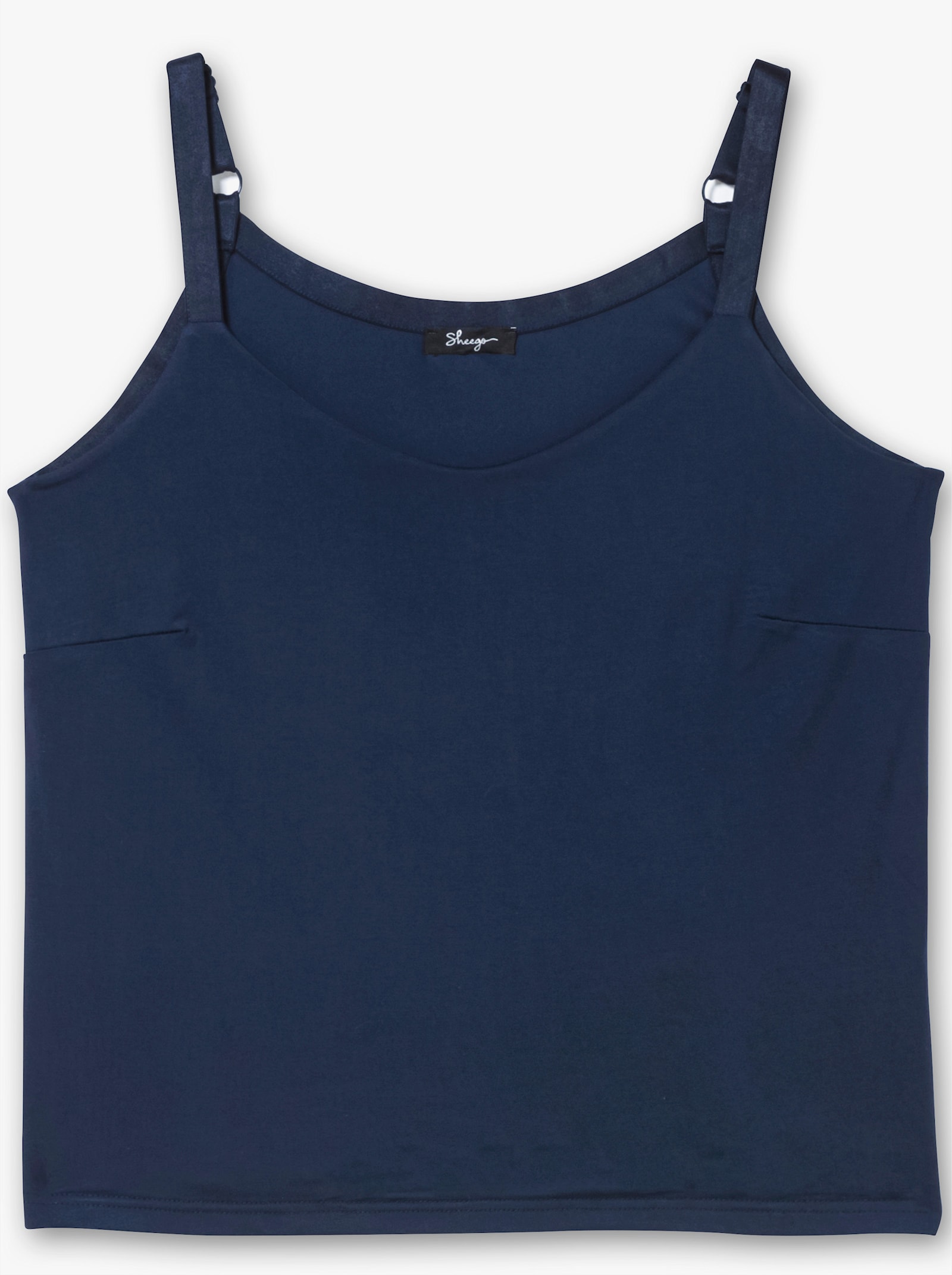 sheego Spaghettitop mit tiefem Rundhalsausschnitt - marine