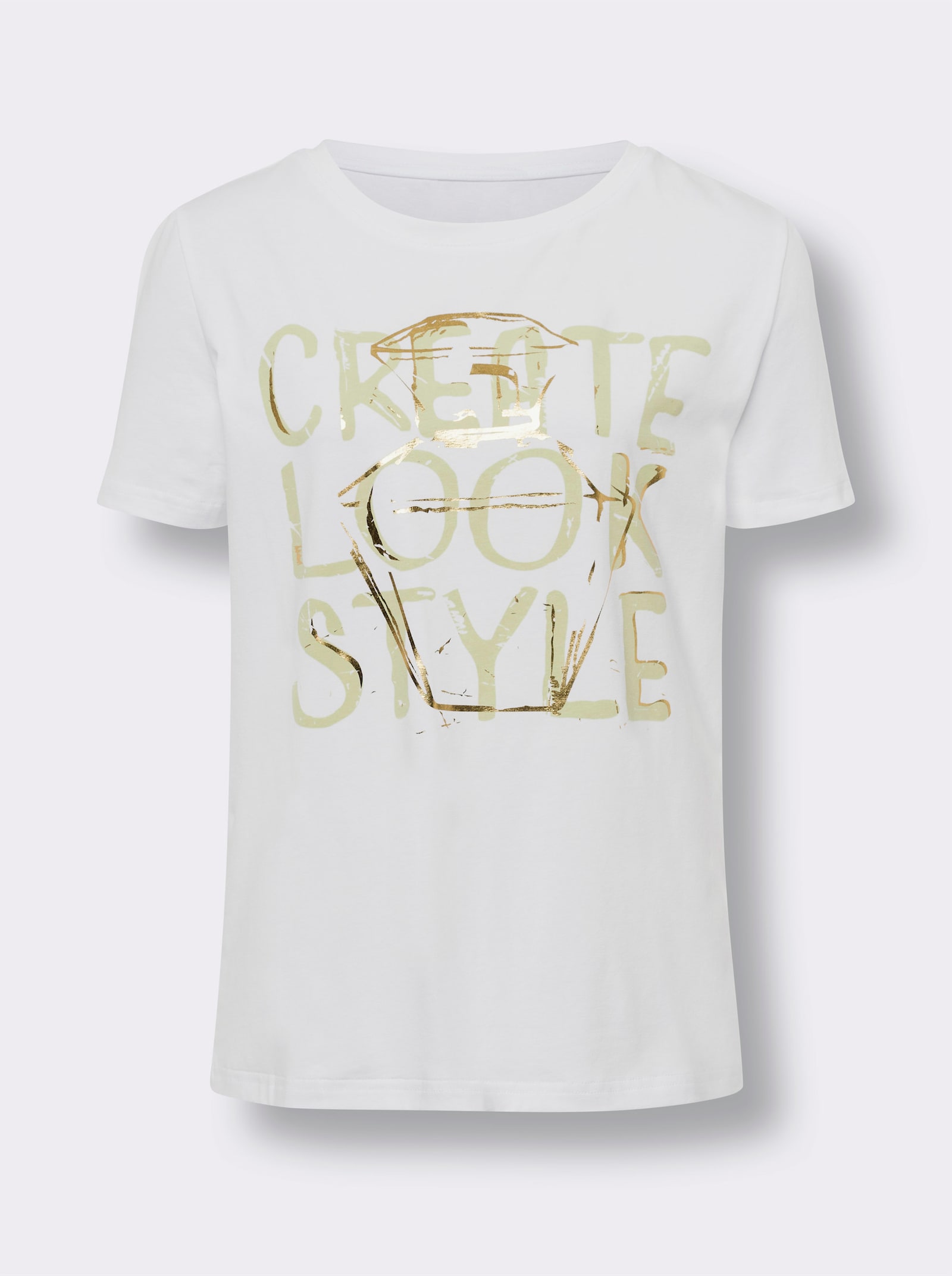 heine Rundhalsshirt mit Folien-Schriftzug - weiß