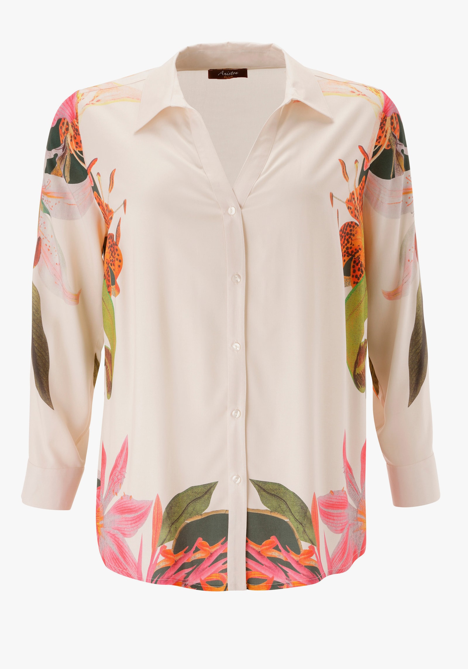 Aniston PLUS Hemdbluse - natur-pink-grün-orange-rose