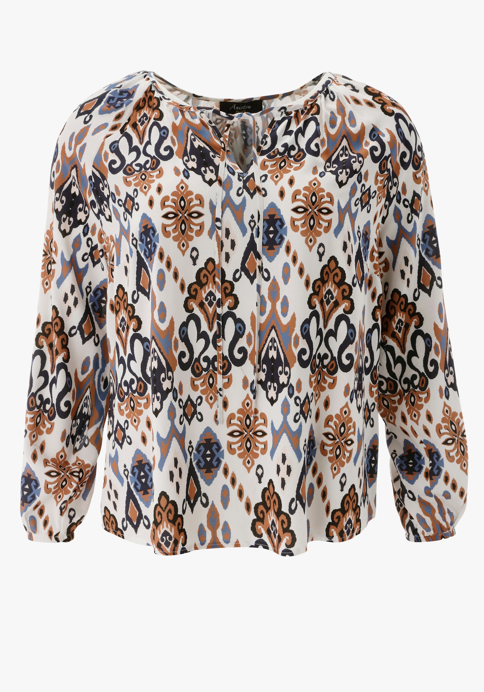 Aniston PLUS Schlupfbluse - weiß-blau-hellblau-braun-schwarz