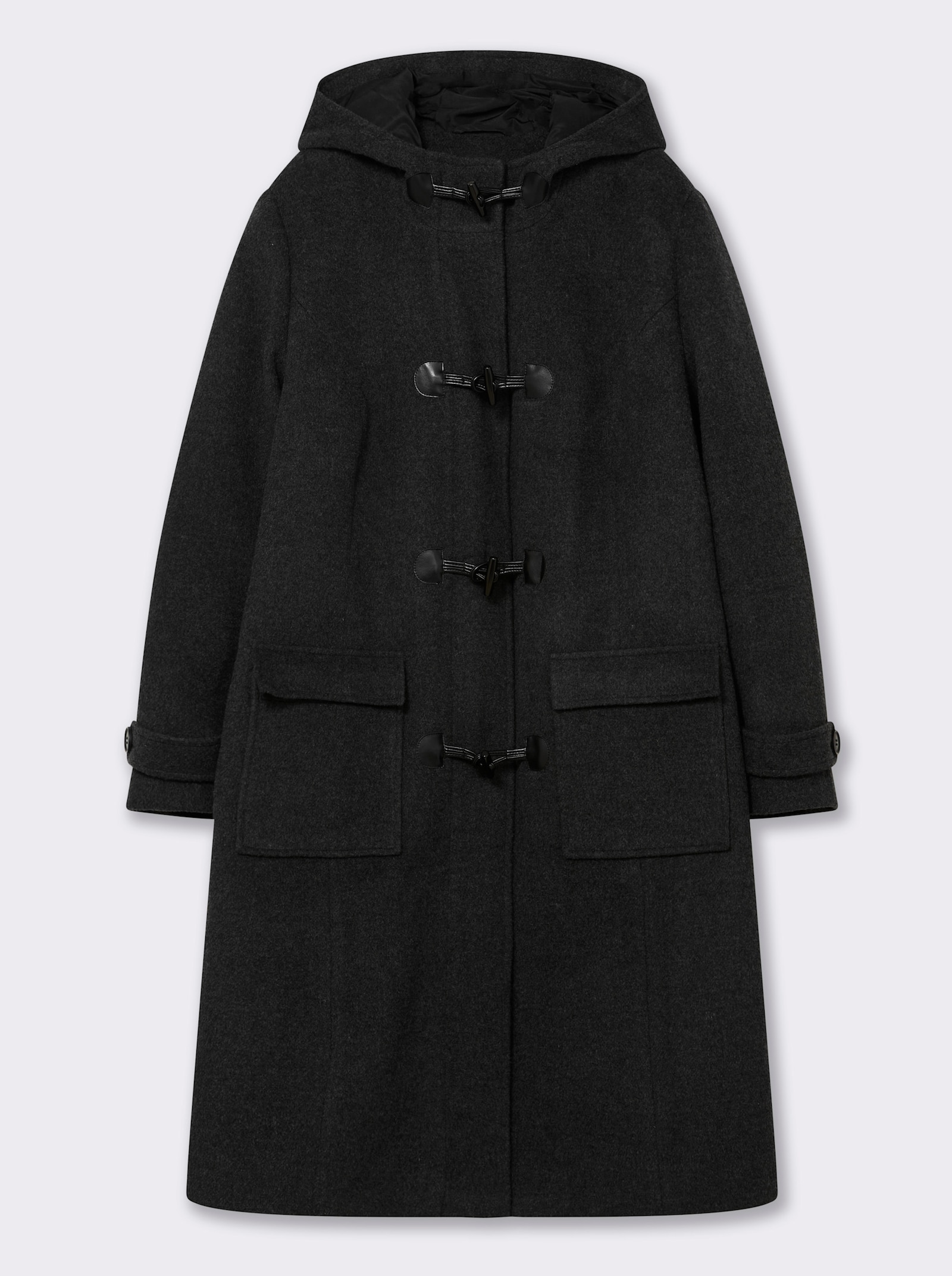 sheego Wintermantel mit Wolle und Knebelverschlüssen - anthrazit-meliert