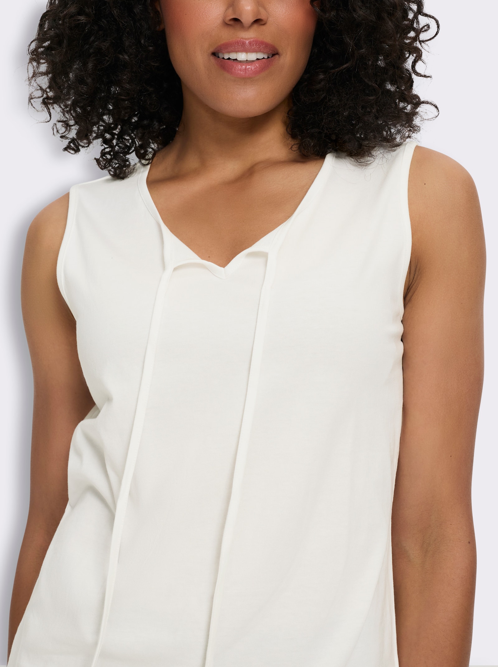 Shirttop met bindceintuur - ecru