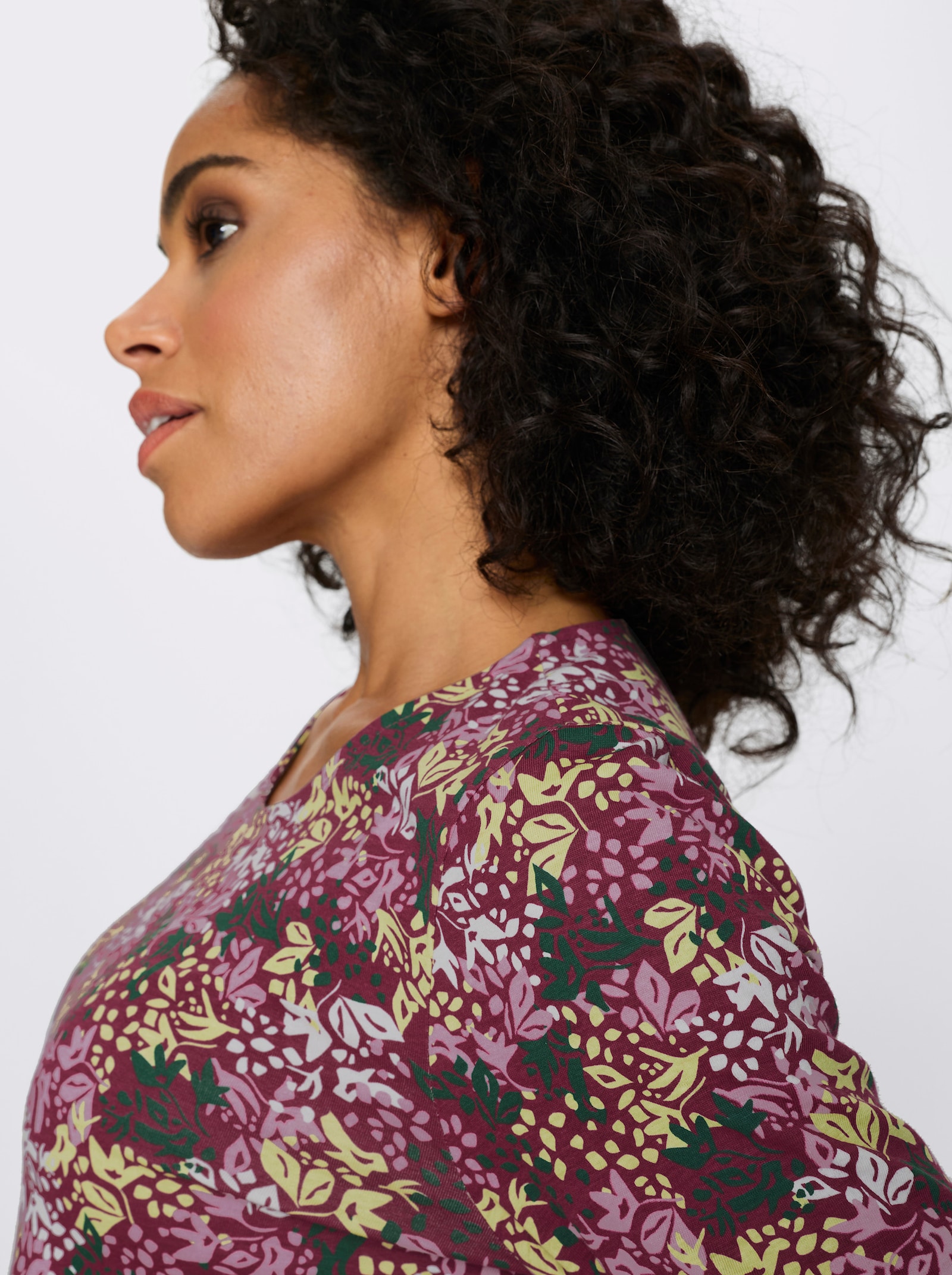 Langarmshirt mit Blumen-Muster - bordeaux-mauve-bedruckt