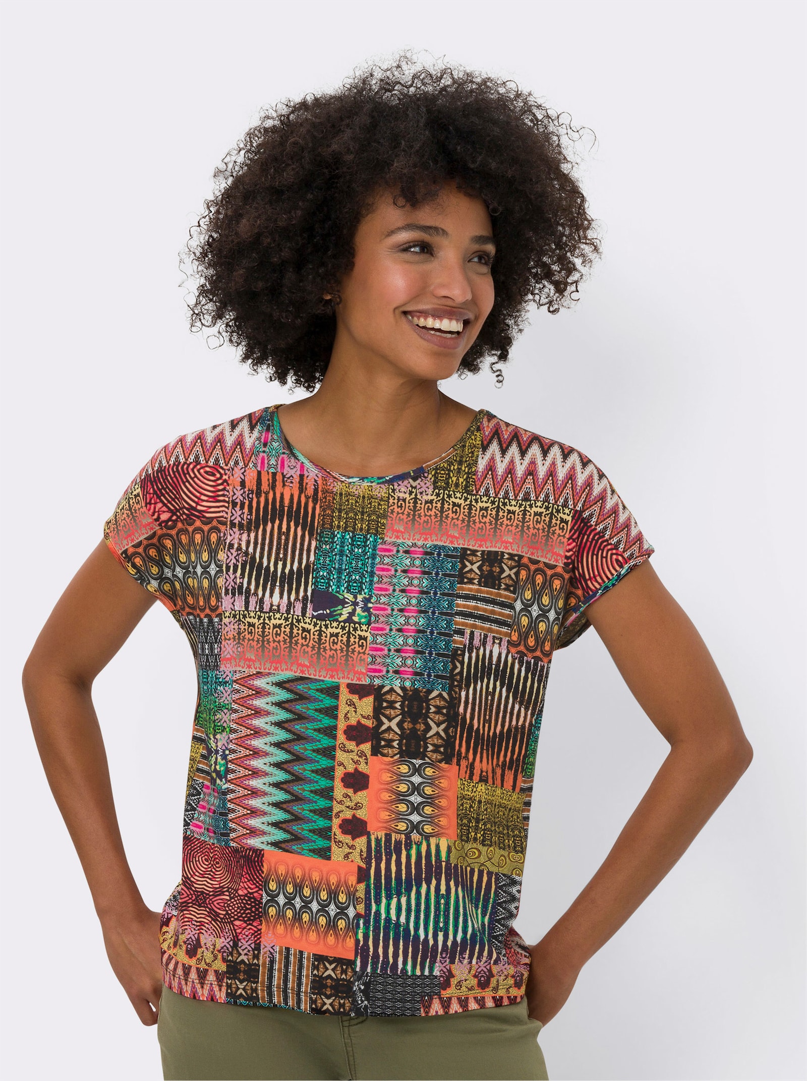 heine Print-Shirt in Viskose-Qualität - terra-rot-bedruckt