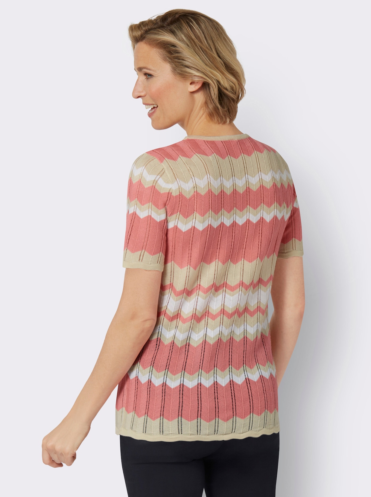 Ajourpullover - flamingo-sand-gemustert