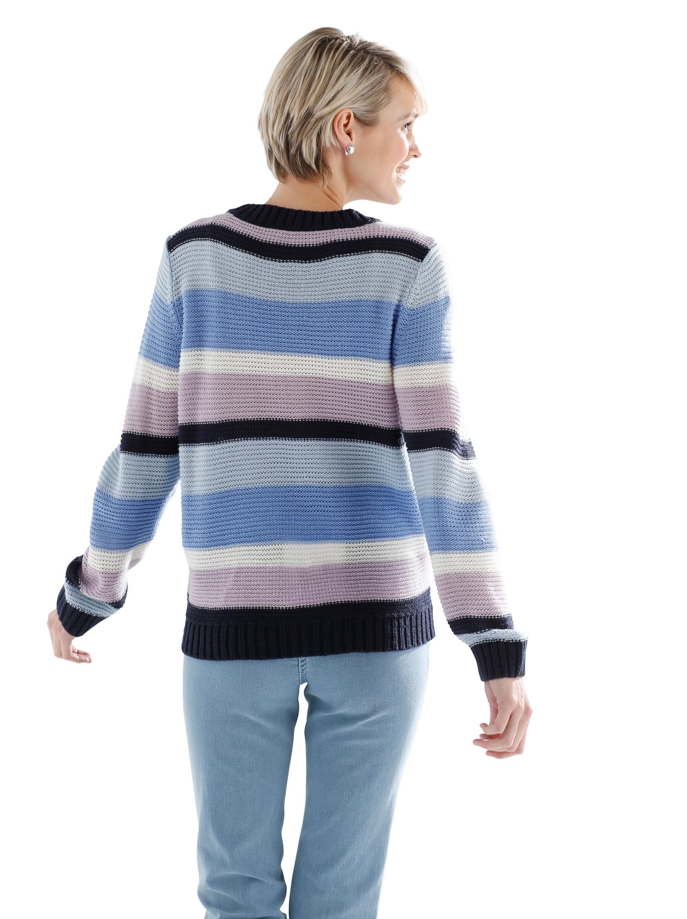 Pullover - blau-geringelt