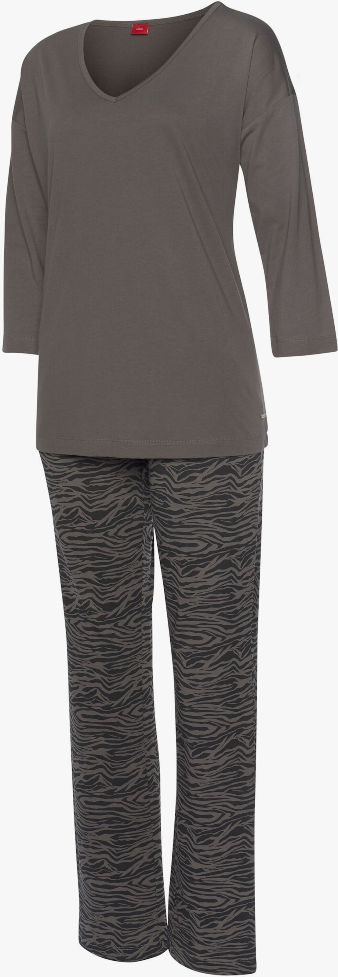 s.Oliver Pyjama - zwart gedessineerd/donkergrijs