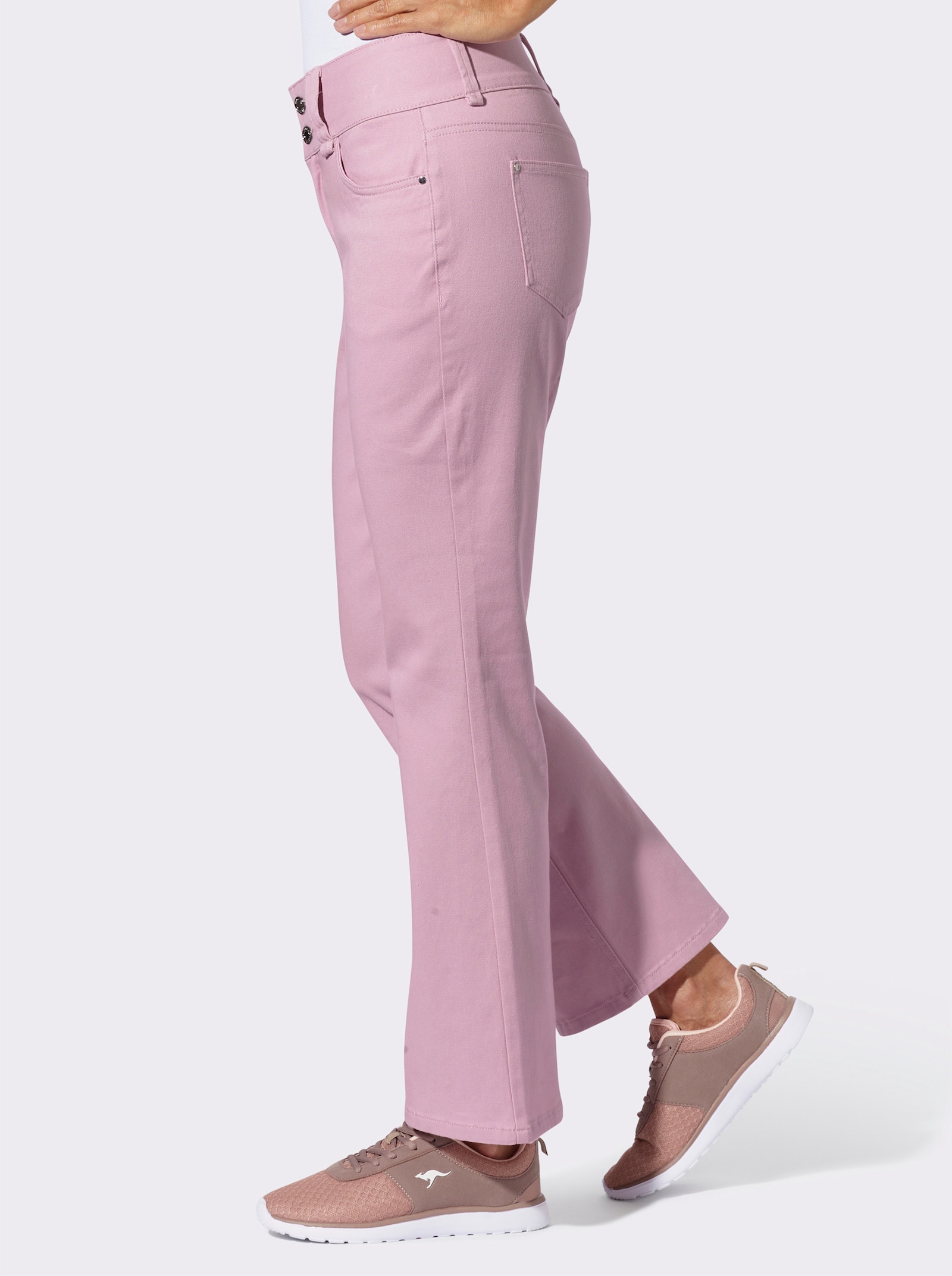 Bootcut-Jeans mit hoher Taille - rosé