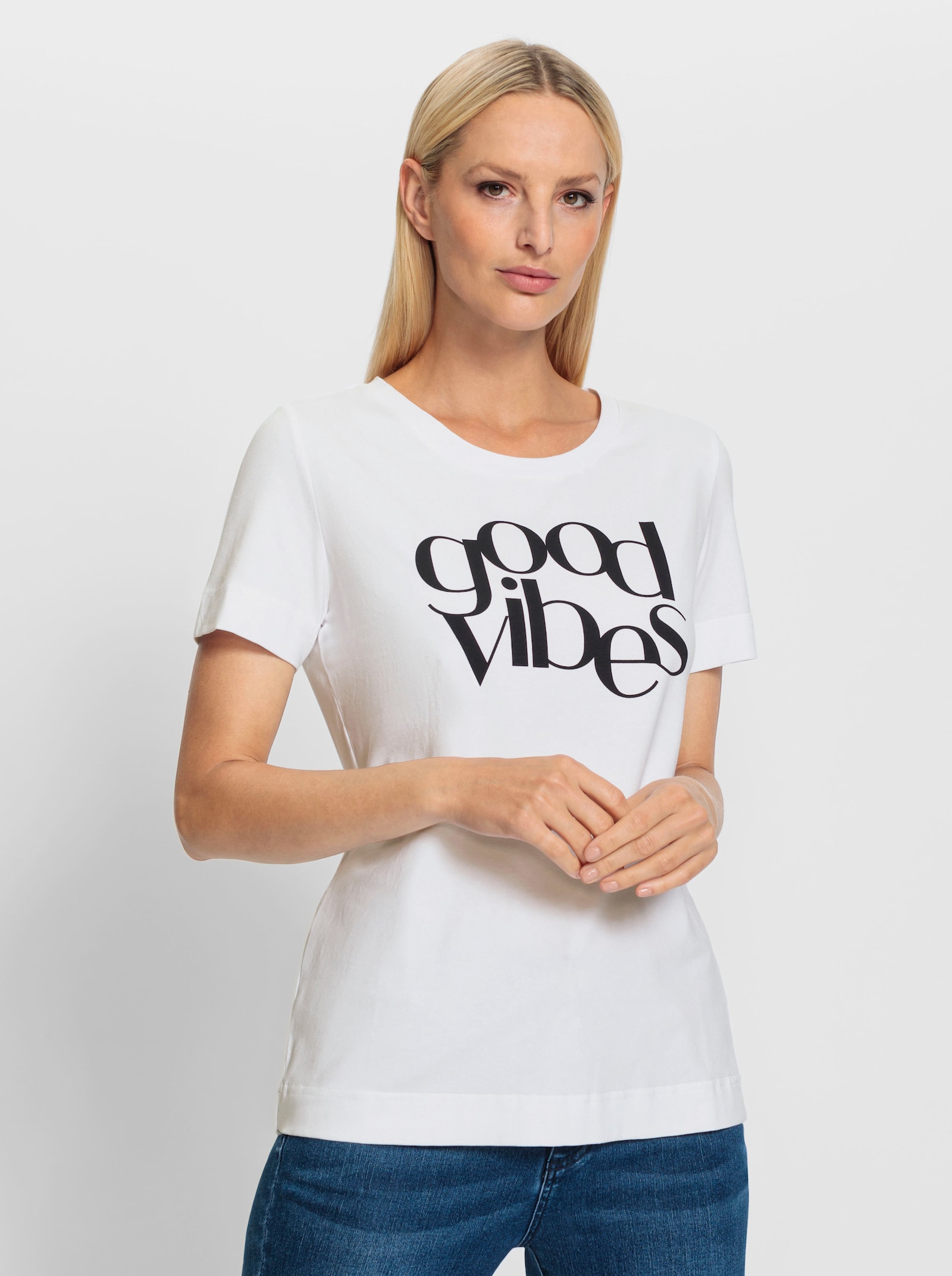 heine Rundhalsshirt leicht tailliert - weiss