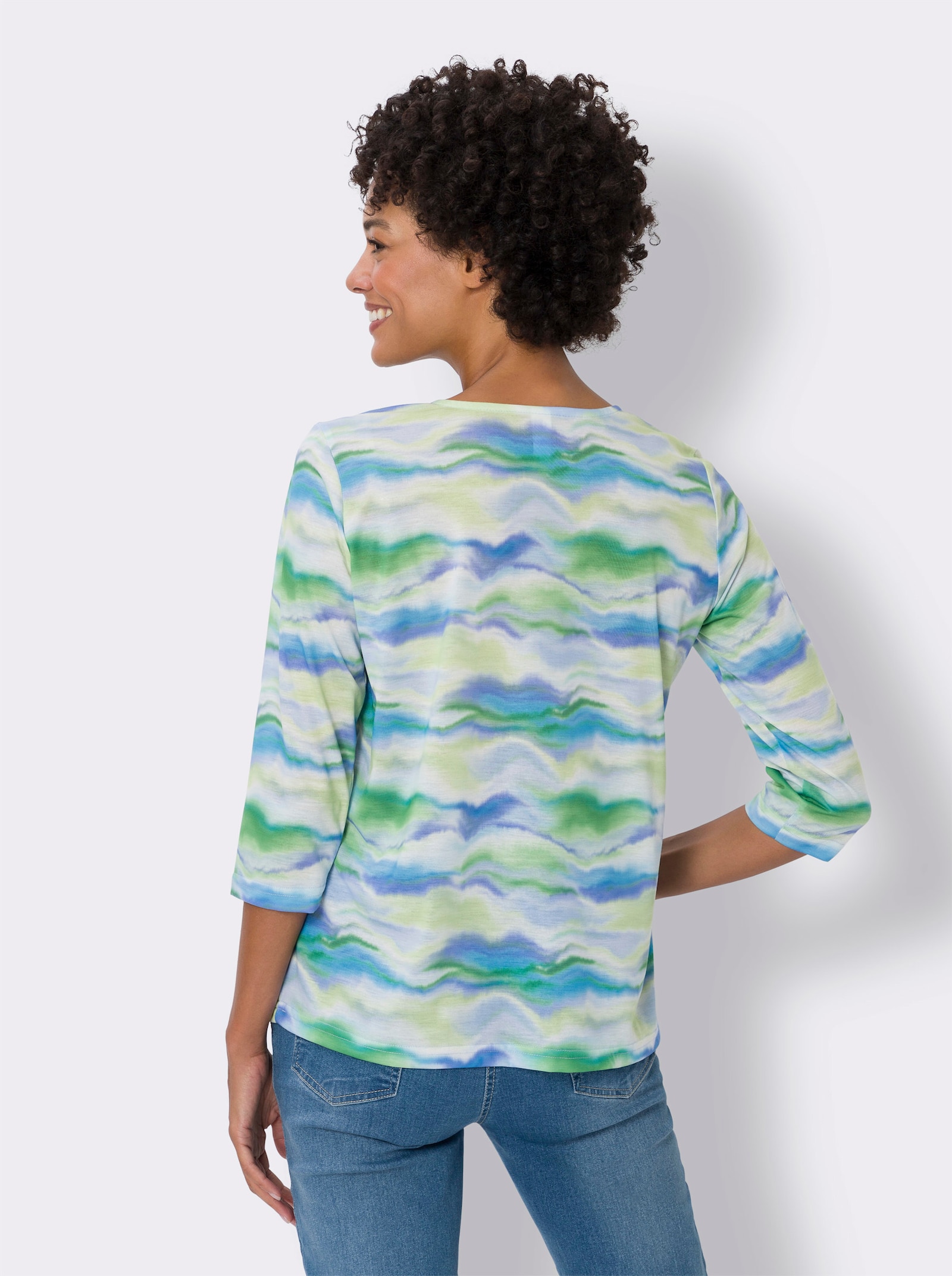Shirt met 3/4-mouwen en print - appel/aqua bedrukt