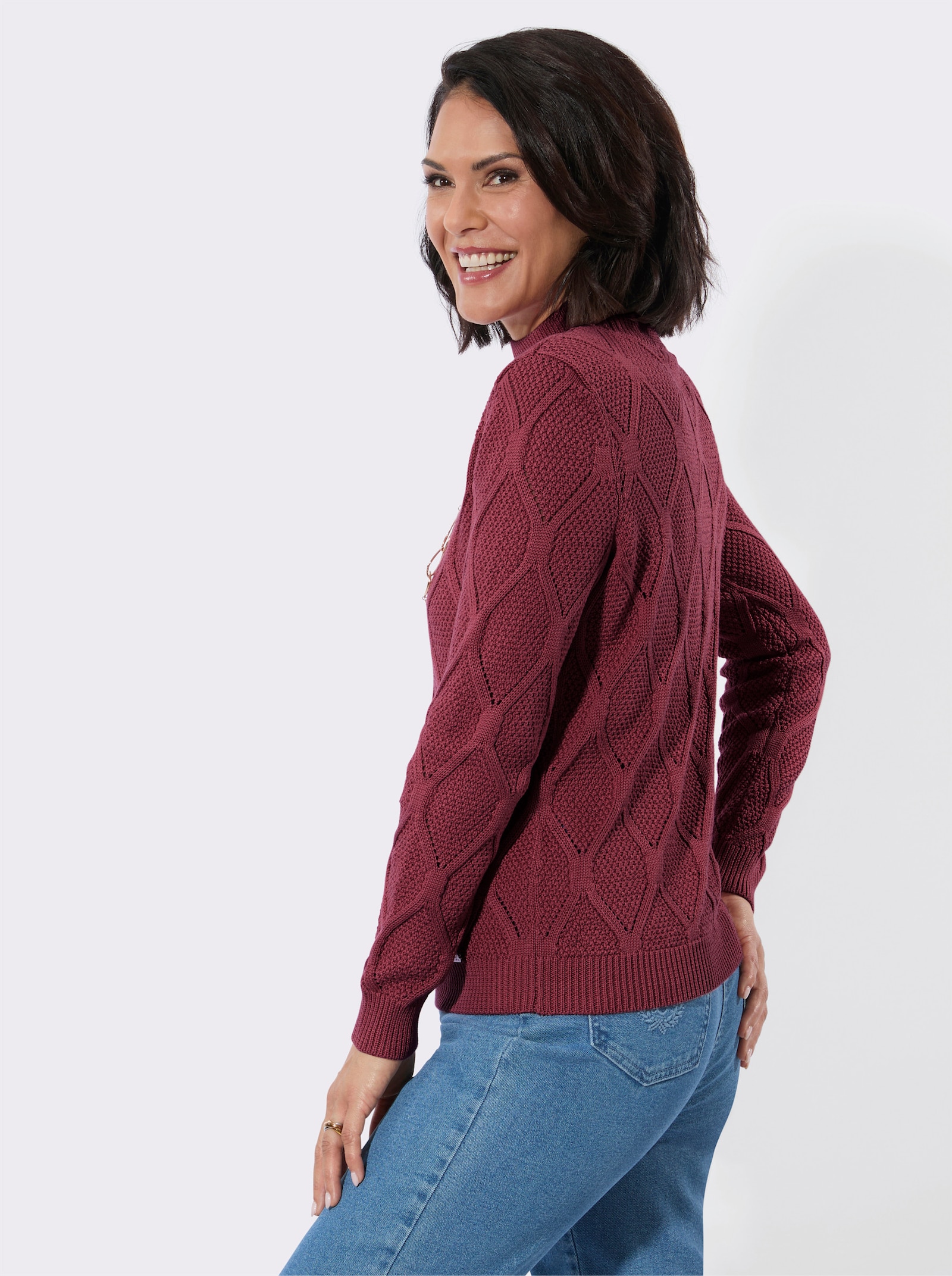 Stehkragenpullover - dunkelrot