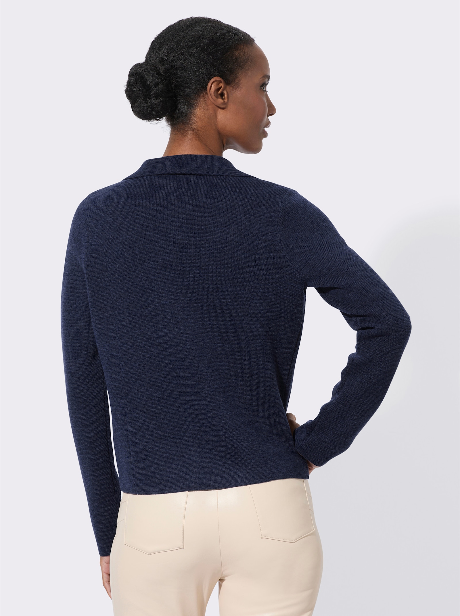 Cardigan mit Schmuckknopf - marine