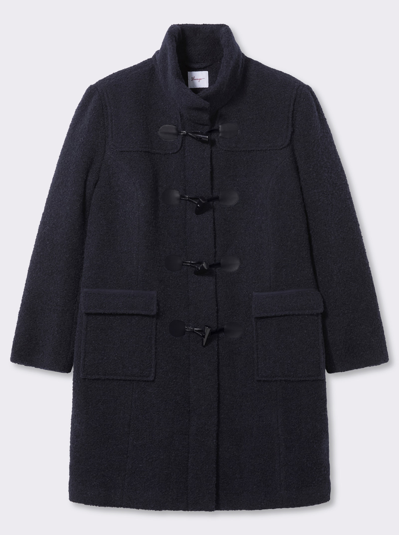 sheego Kurzmantel aus Bouclé - tiefblau