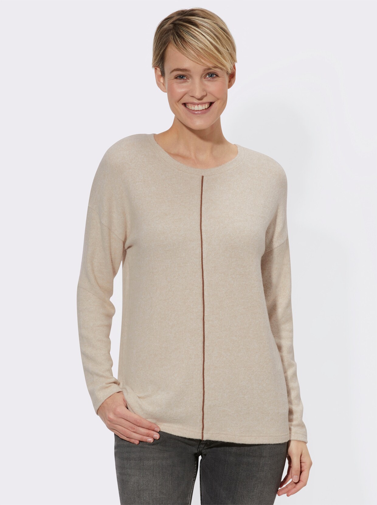 Langarmshirt - sand-meliert
