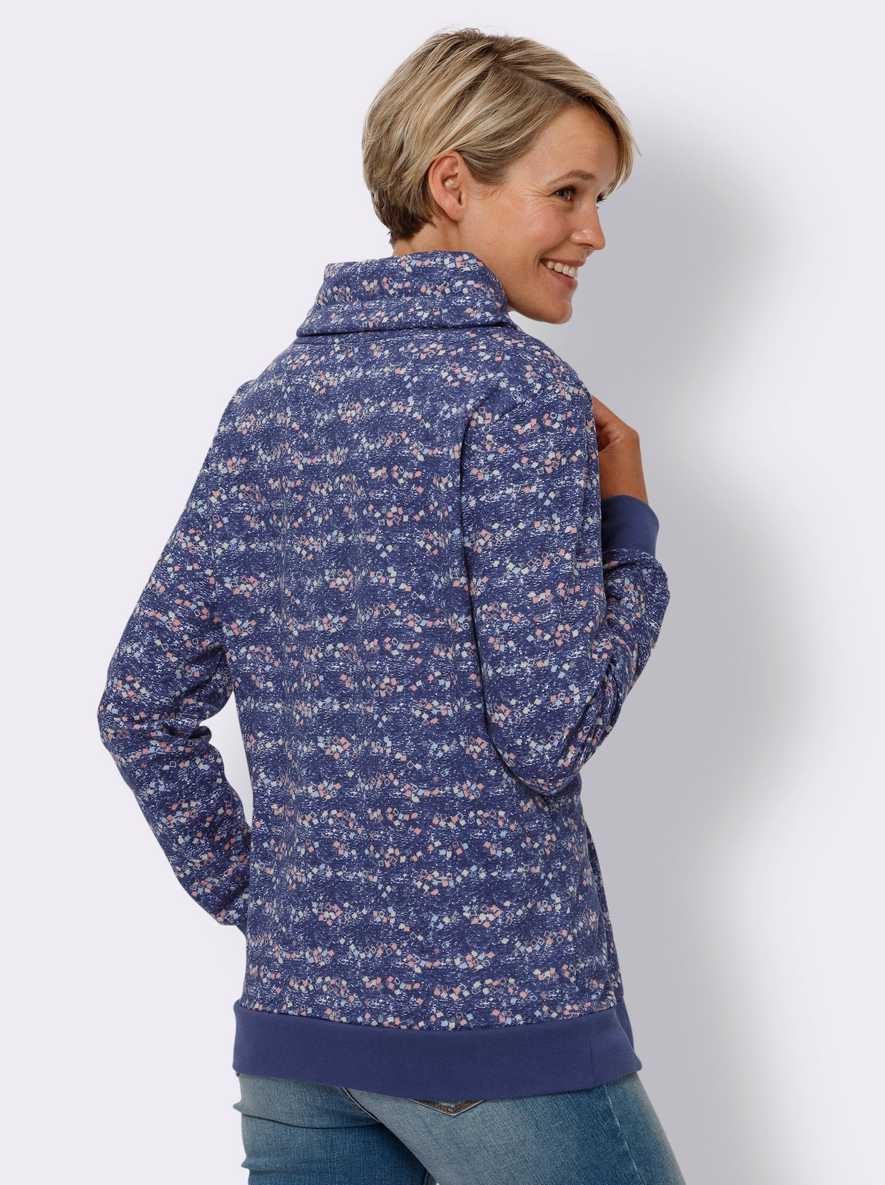 Sweatshirt - marin-ljusgrå-med tryck