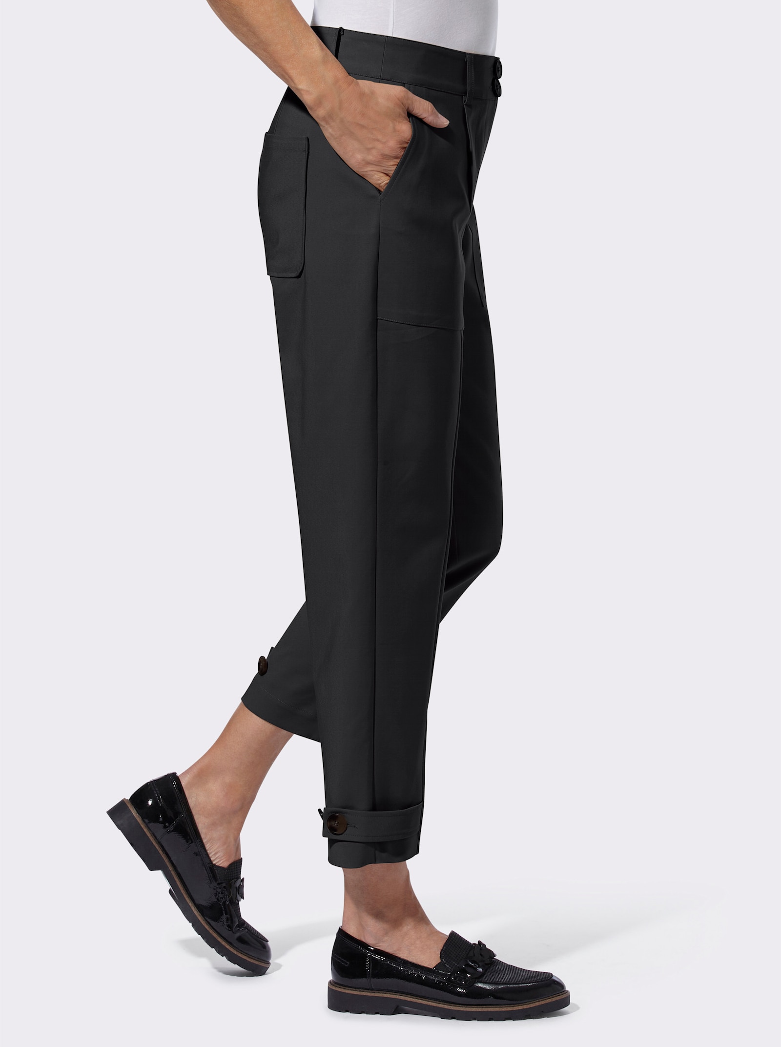 7/8-Hose mit weitenregulierbarem Saum - schwarz