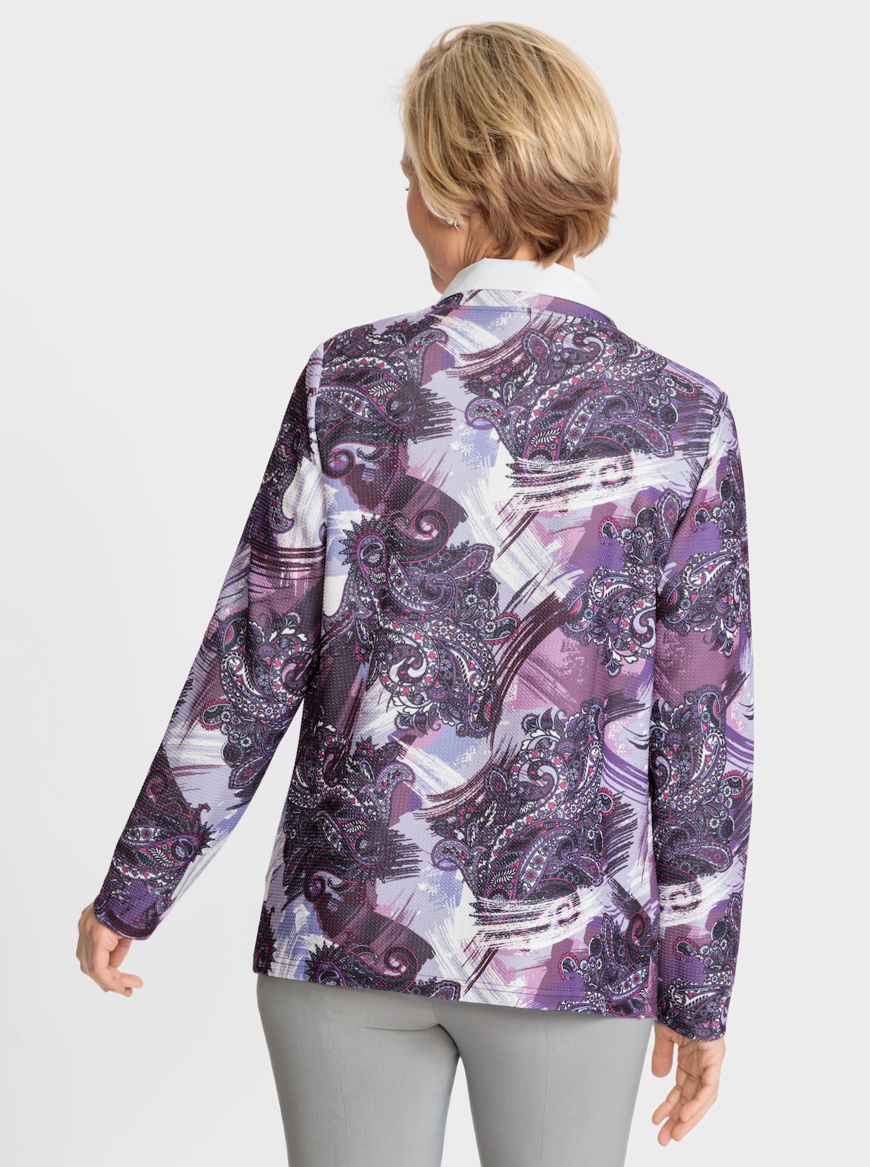 Shirtjacke - lavendel-ecru-bedruckt