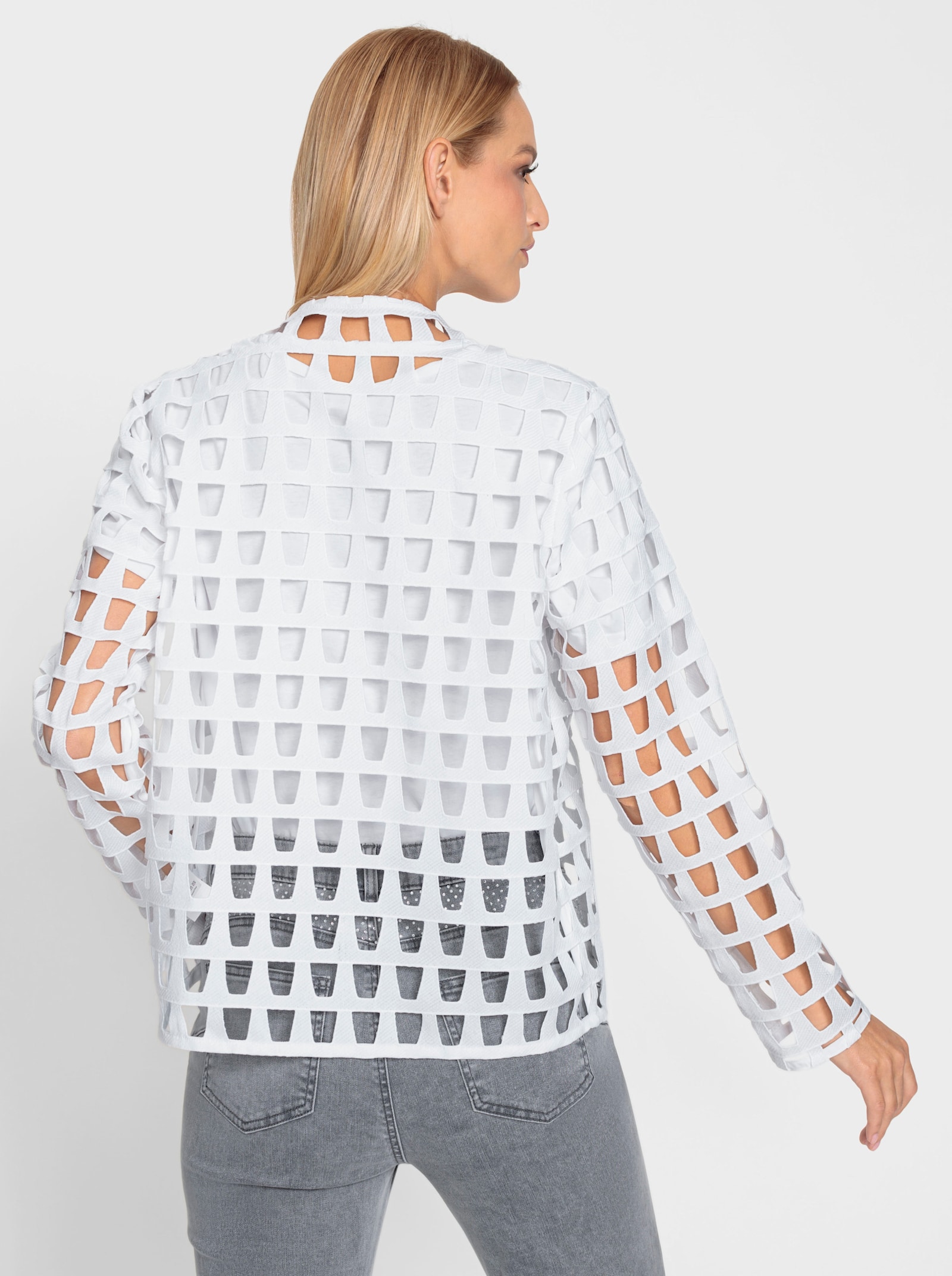 heine Blusenblazer mit Lochmuster - ecru-gemustert