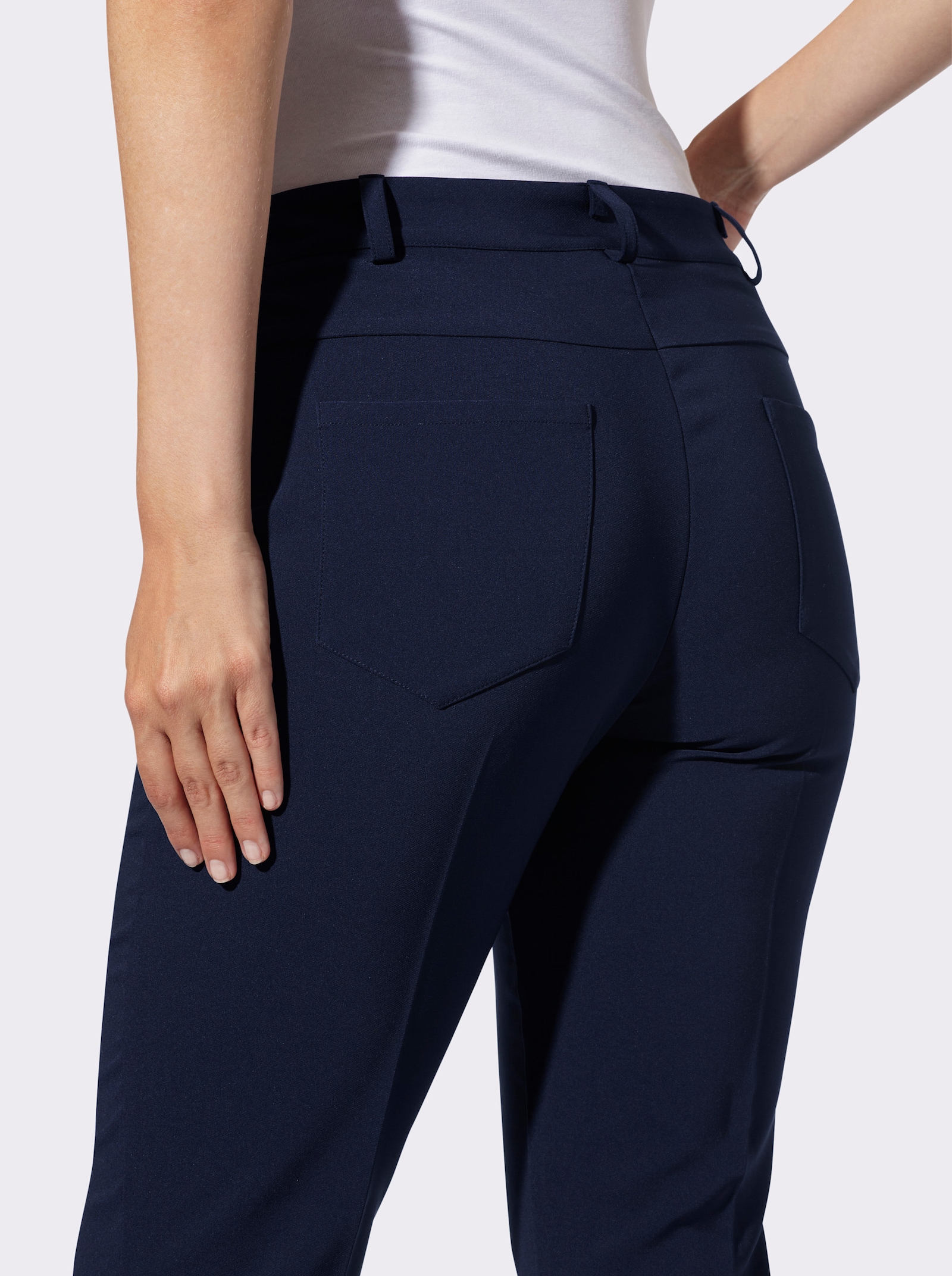 heine Stretchbroek met biezen - marine