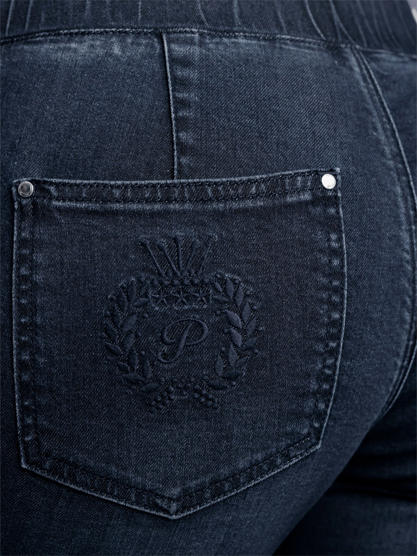 CREATION L PREMIUM Schlupfjeans mit Taschen-Stickerei - dark blue
