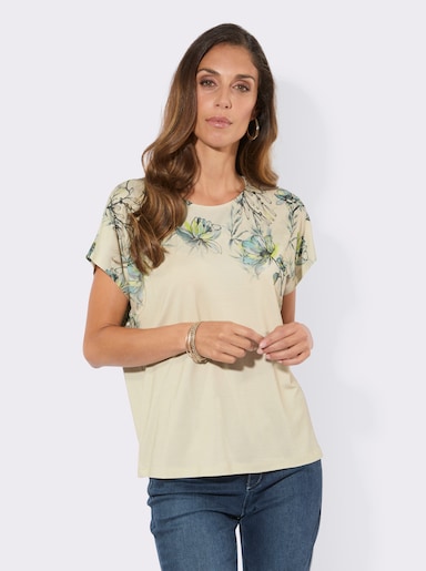 Kurzarmshirt mit platziertem Druck - elfenbein-mint-bedruckt
