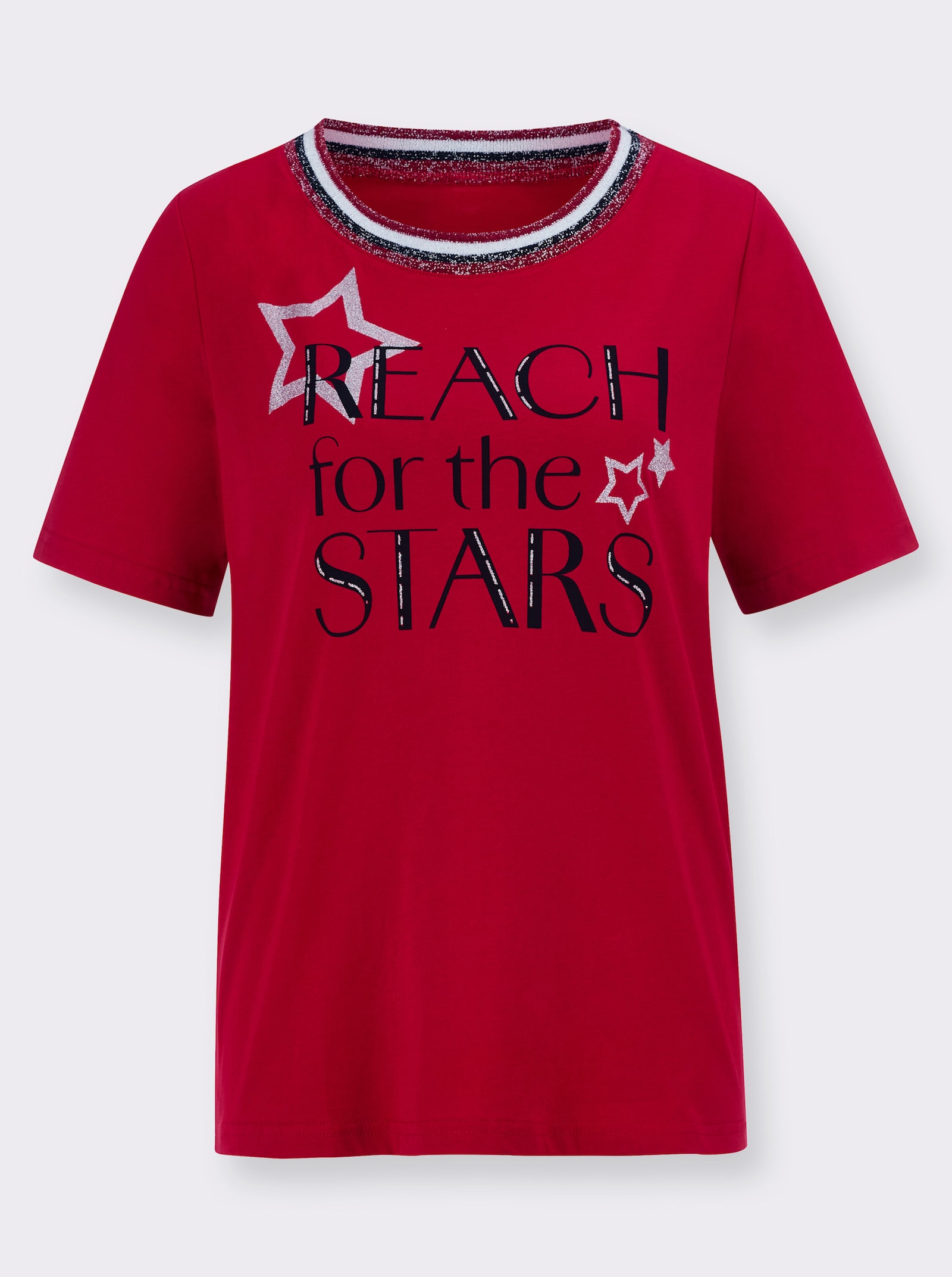 Shirt met korte mouwen en glanzende details - rood/zwart