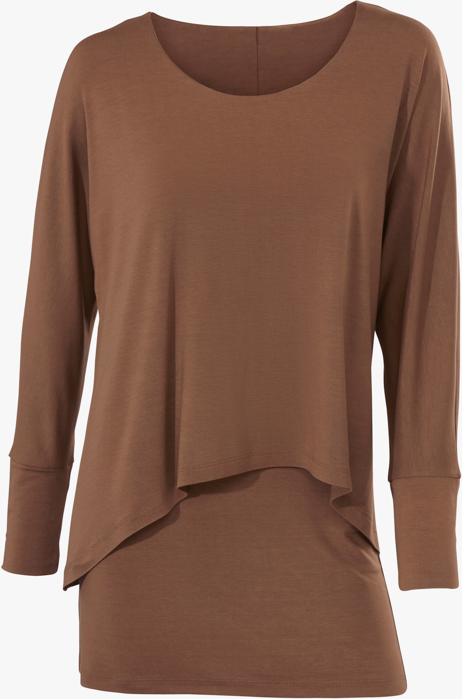 heine Rundhalsshirt mit Fledermaus-Ärmeln - cognac