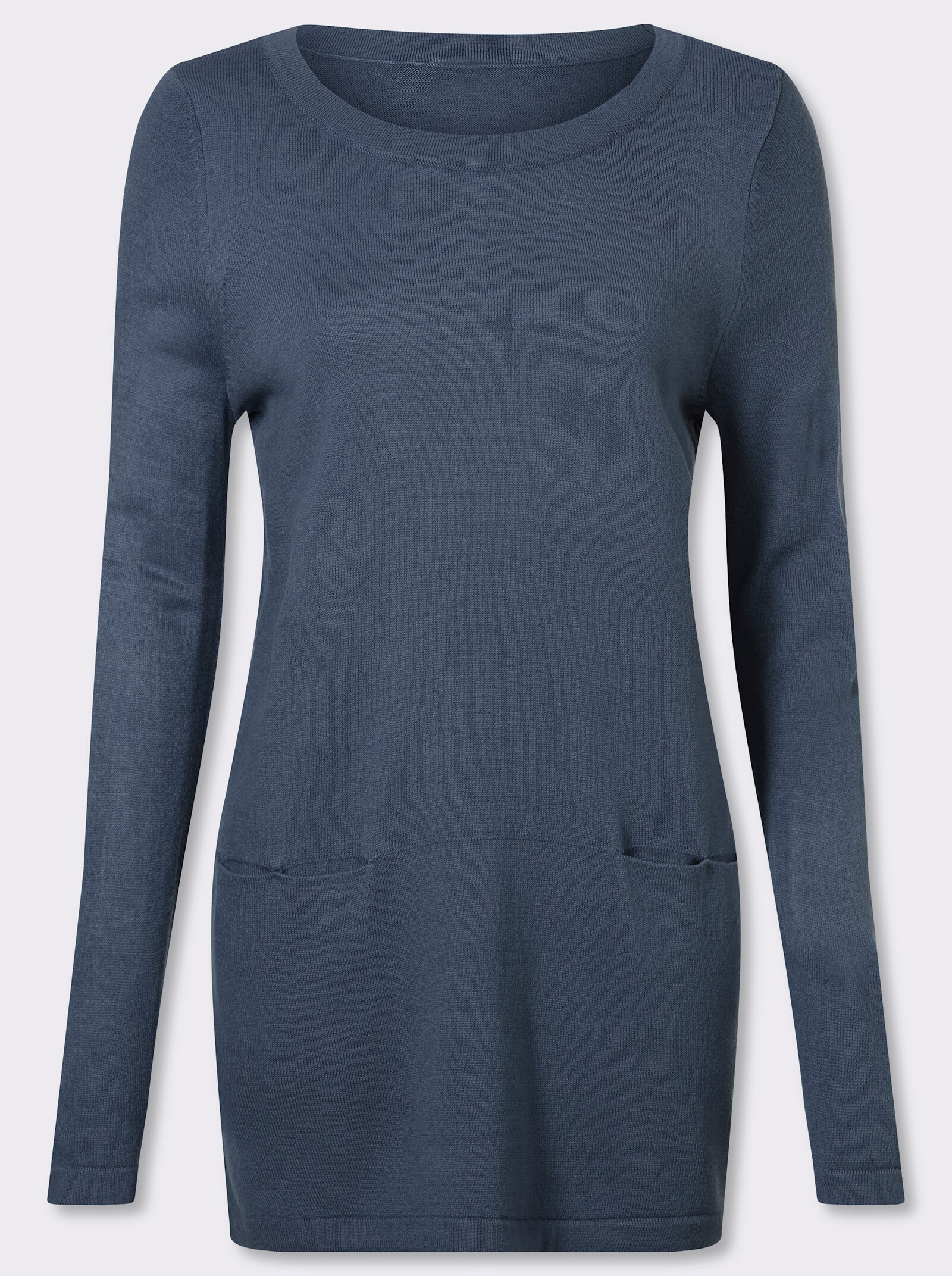Longpullover in leichter A-Form - rauchblau