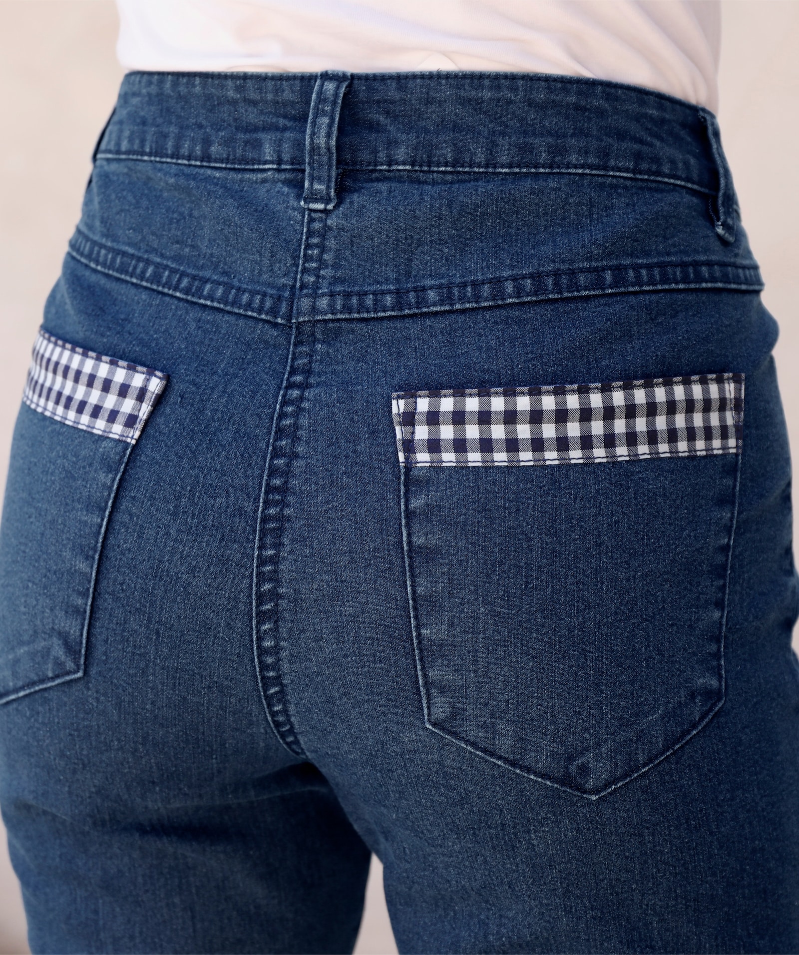 7/8-jeans met ruitdetails - blue-stonewashed