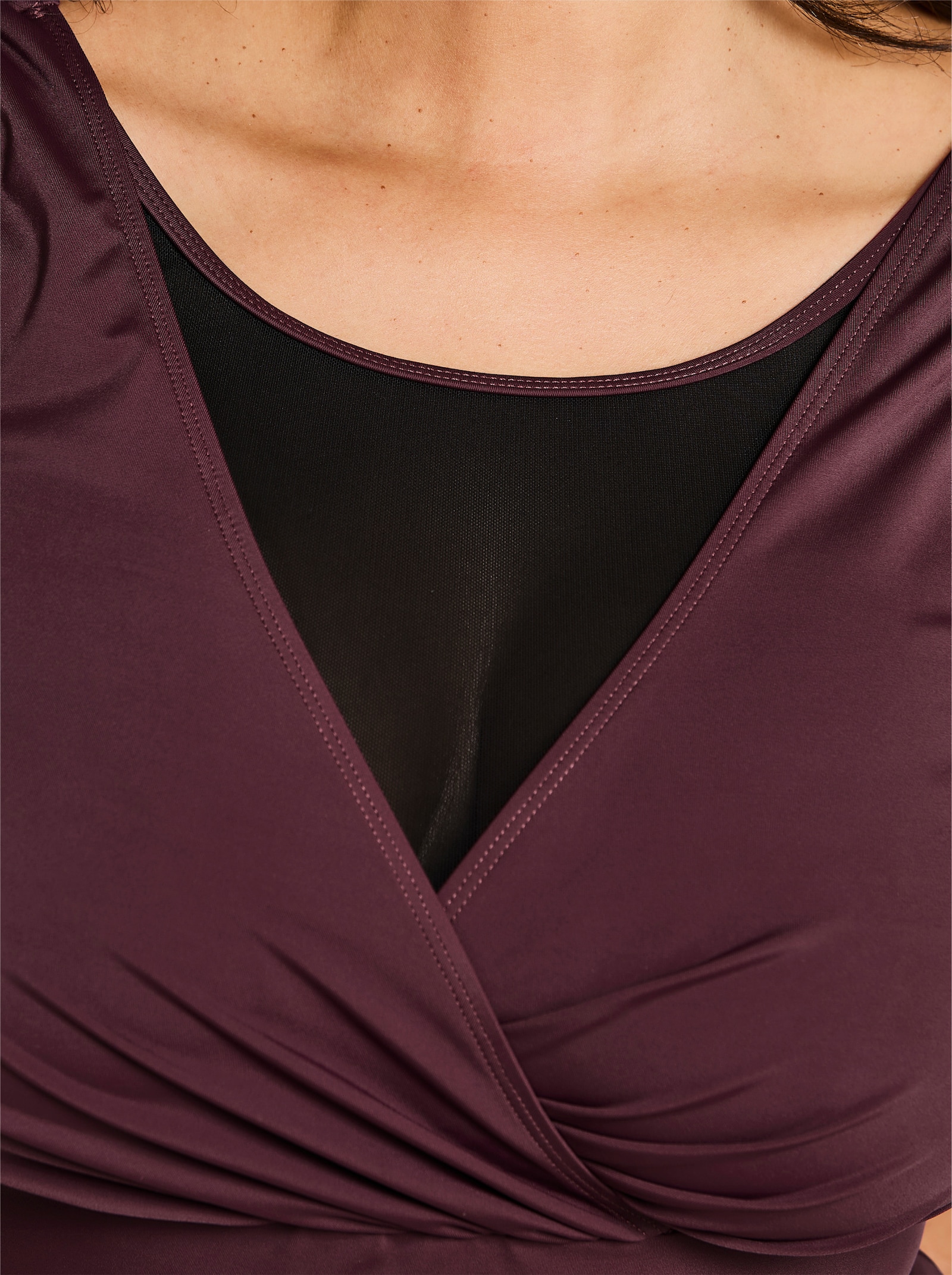 sheego Maillot de bain effet cache-cœur - lie-de-vin