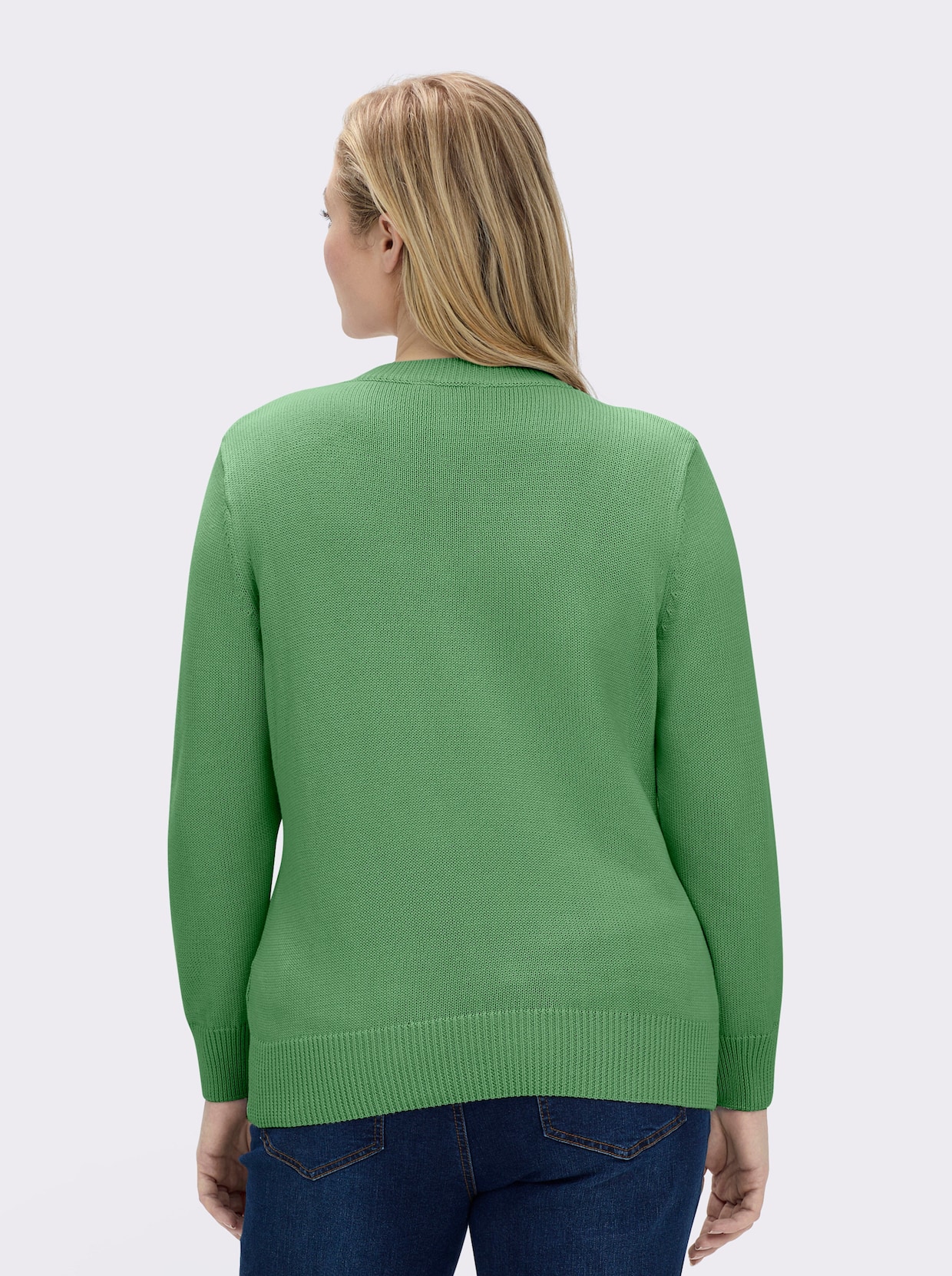 V-Ausschnitt-Pullover mit Baumwolle - apfel