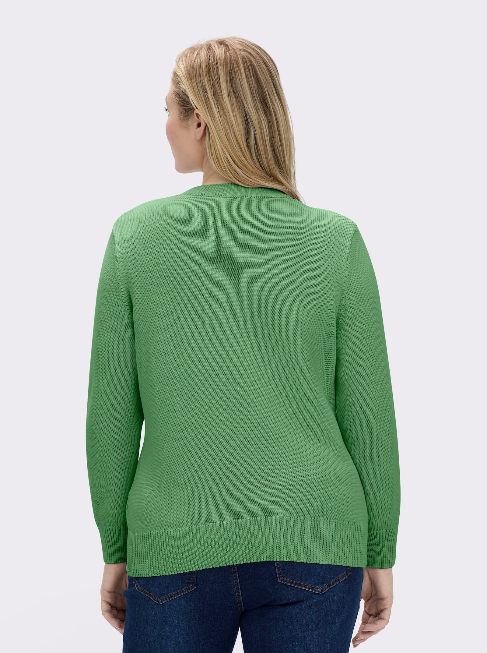 V-Ausschnitt-Pullover mit Baumwolle - apfel