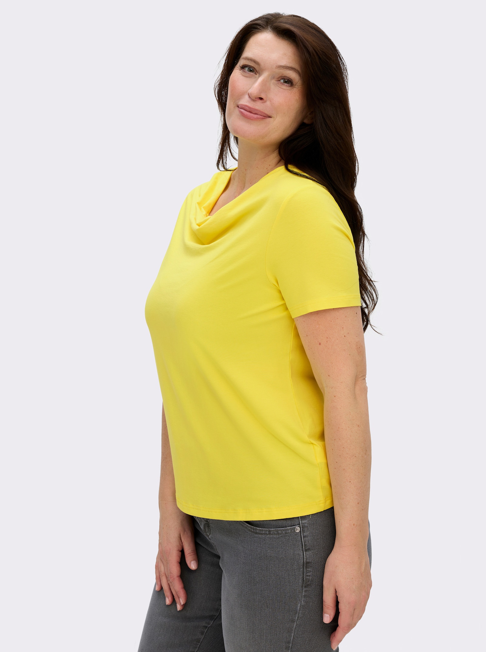 Wasserfallshirt mit kurzen Ärmeln - limone